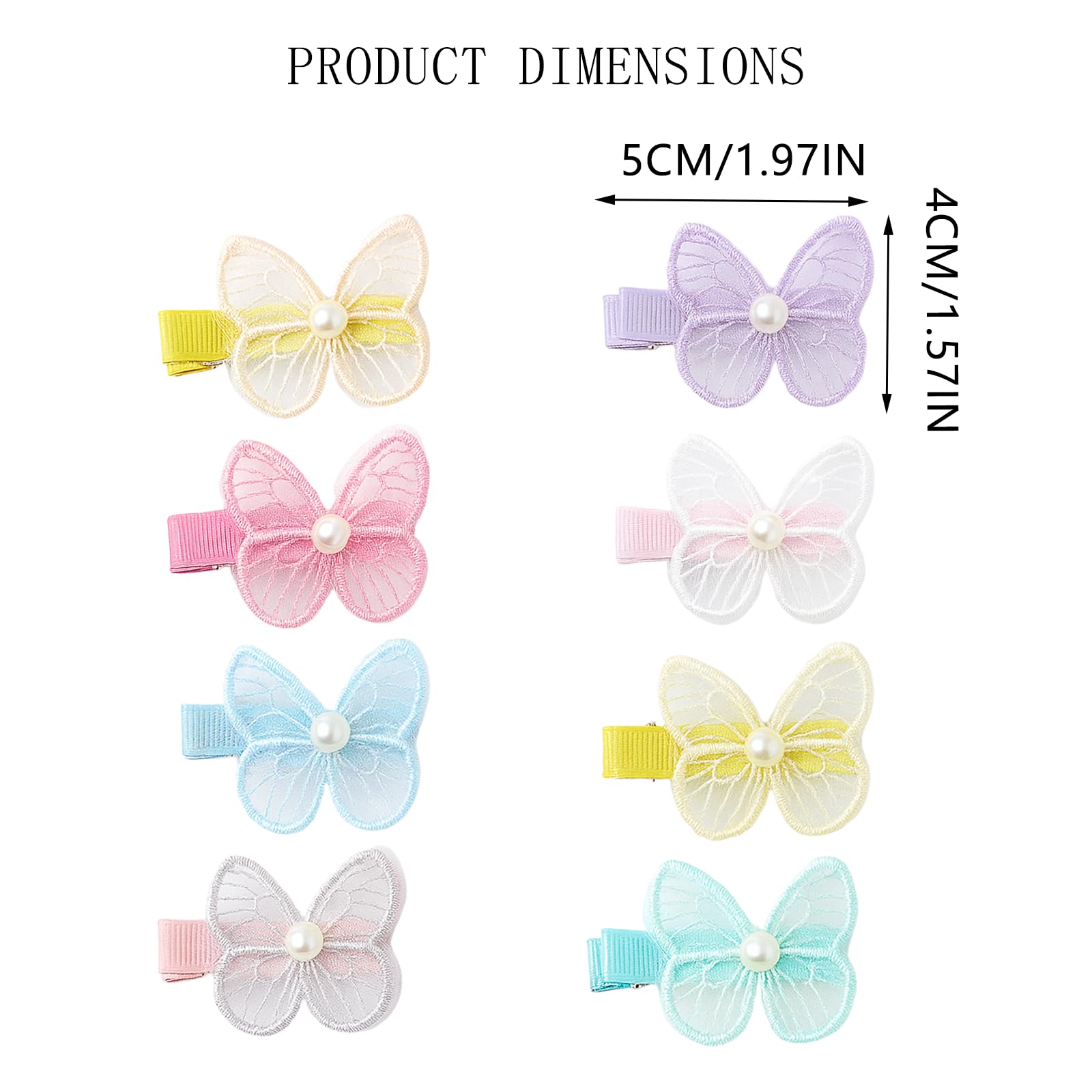 Cosyhav 8pcs Lovely Butterfly Baby Hair Clips, Fully Fabric Covered Hair Clips for Girls Suitable for Baby Toddler, Girls - Image 2