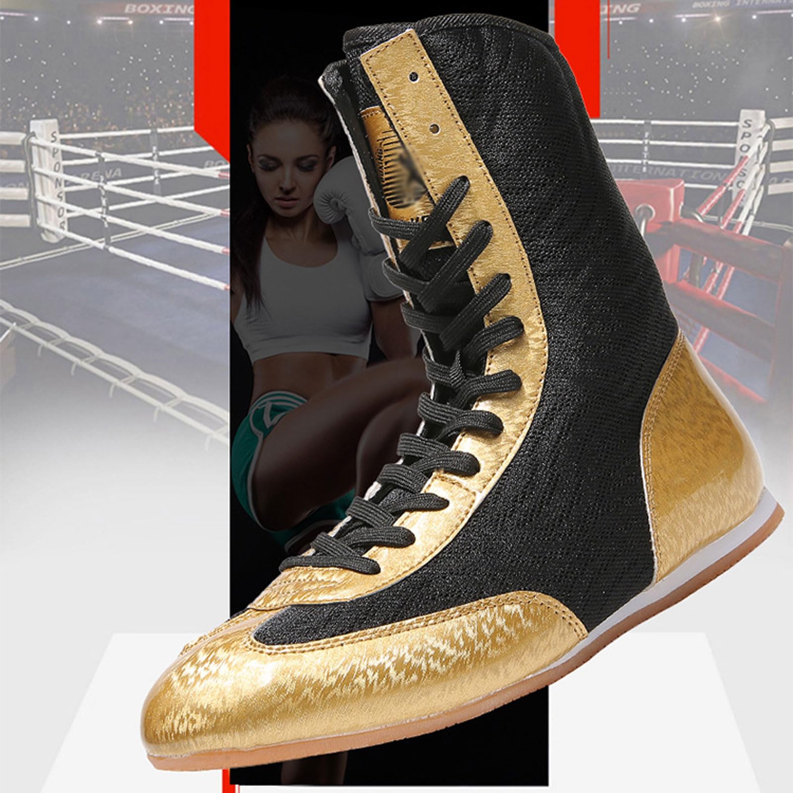 Scarpe da Boxe Professionali per Uomo,Scarpe da Wrestling Antiscivolo,Unisex Scarpe da Boxe,Non-Slip Leggero Confortevole scarpe per bodybuilding,stivali lunghi,per Boxe,Lotta,Sollevamento Pesi