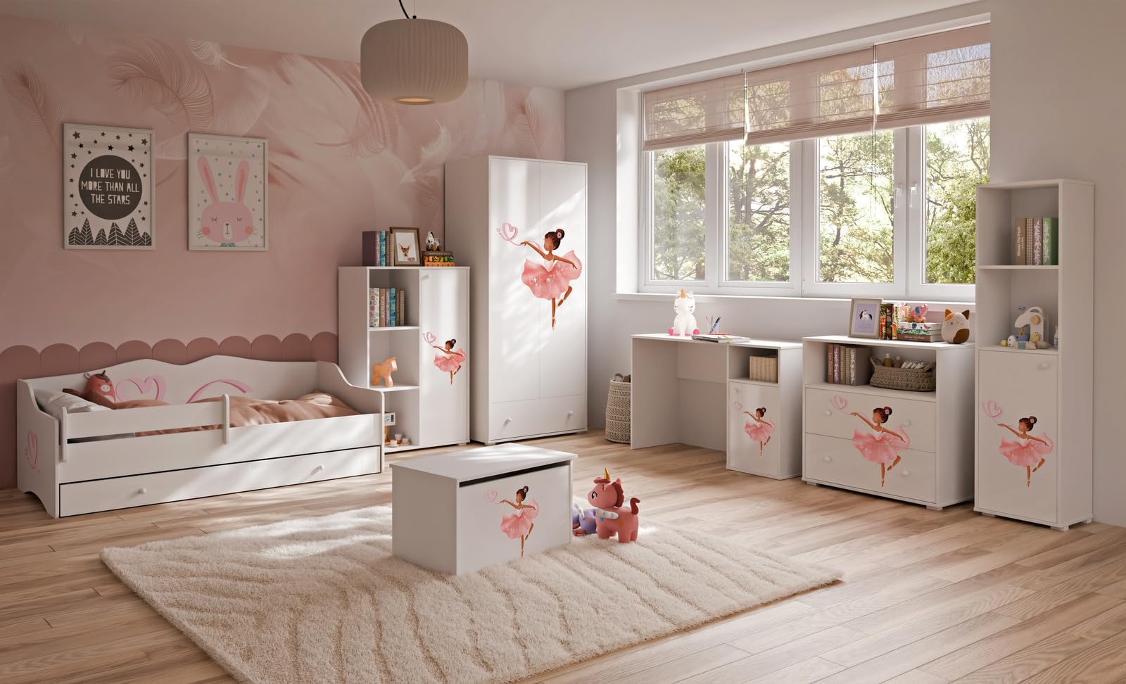 KOBI Scaffale per bambini PIXY bianco 162x40 cm