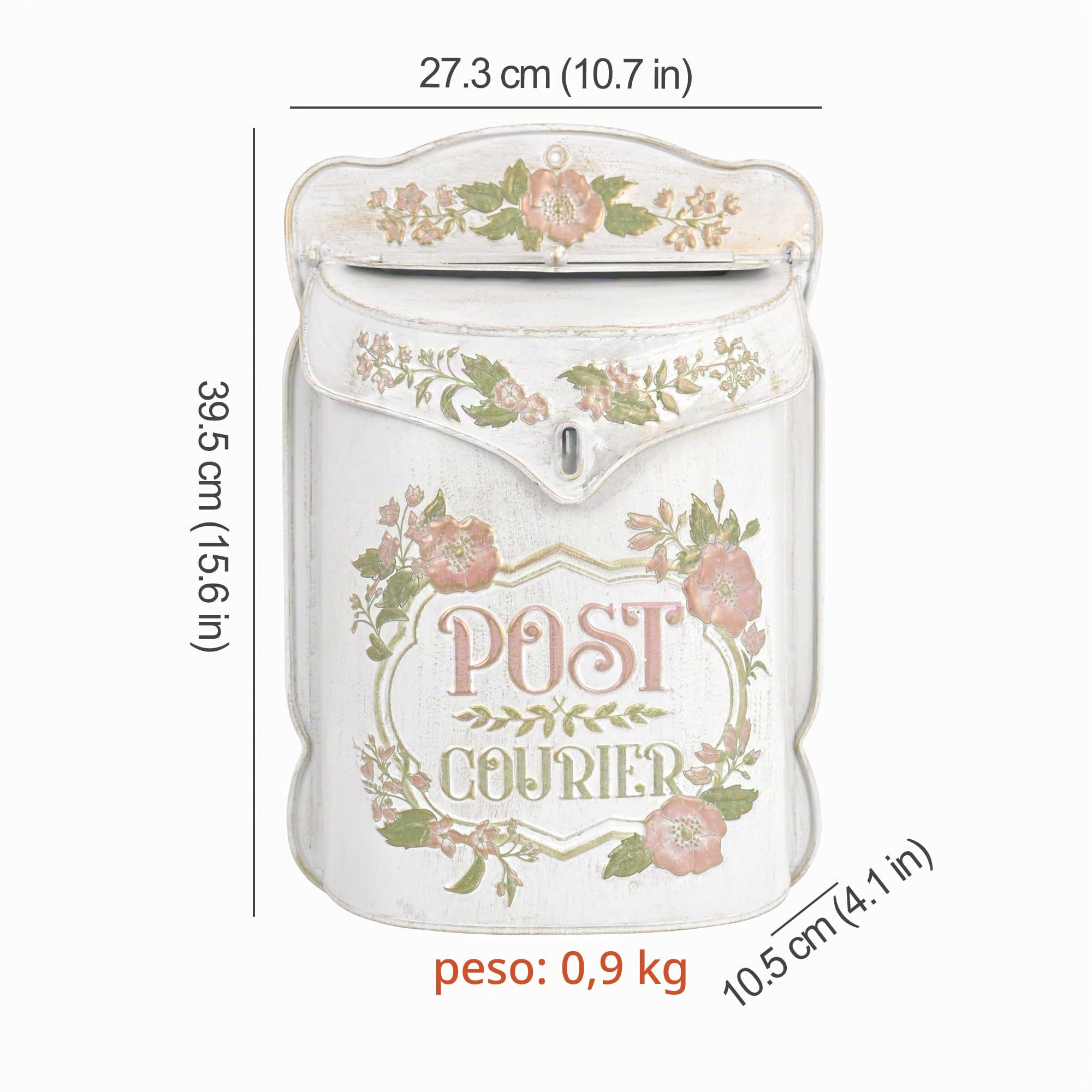 BIG FORTUNE Buzón de correo vintage para decoración del hogar, diseño nostálgico, decoración del hogar, decoración al aire libre, manualidades, diseño de flores