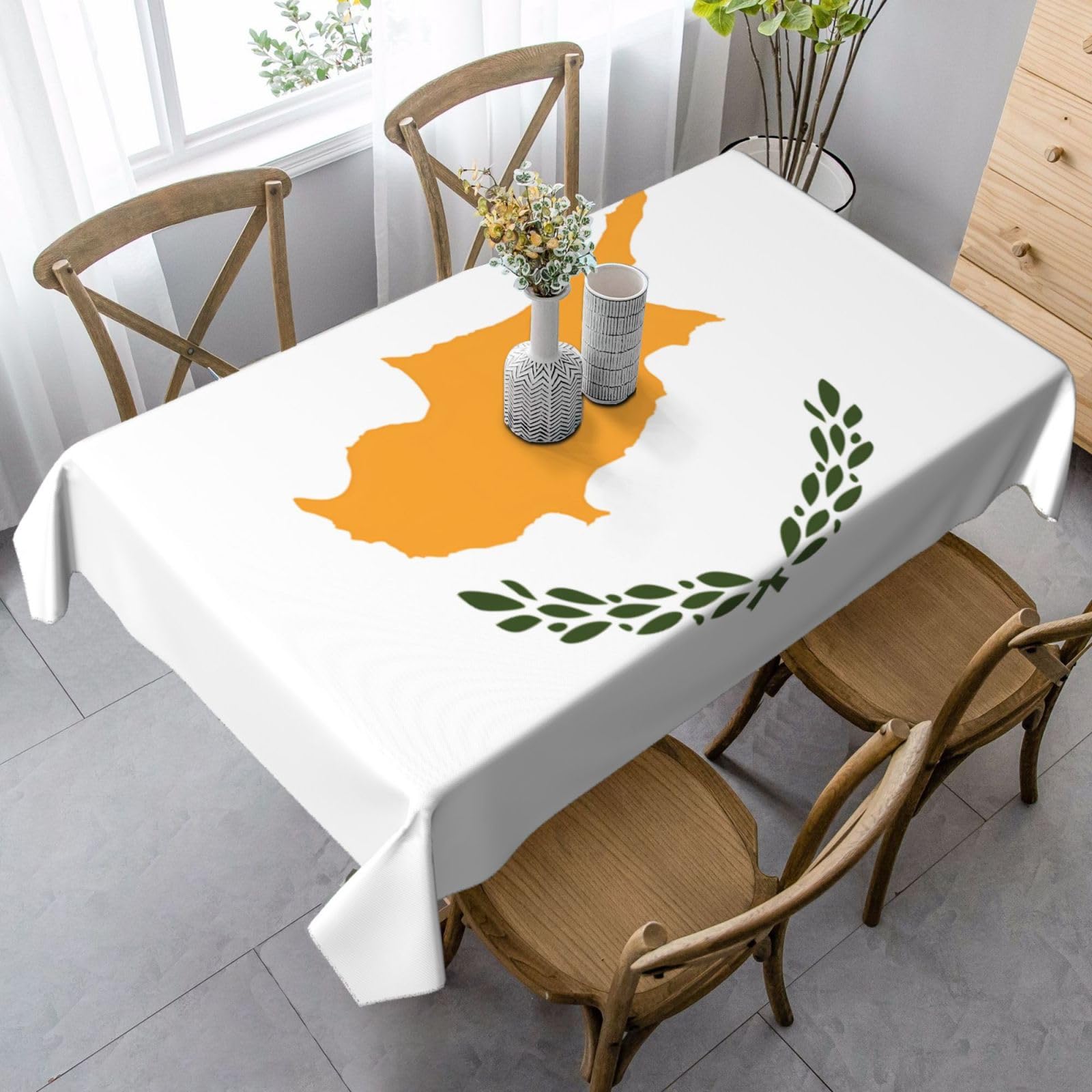 Erwqavc Rectangle Tablecloths,35x55in Table Cloth, Flag of Cyprus Print Table Cover, for Indoor Outdoor Dining Table Decor