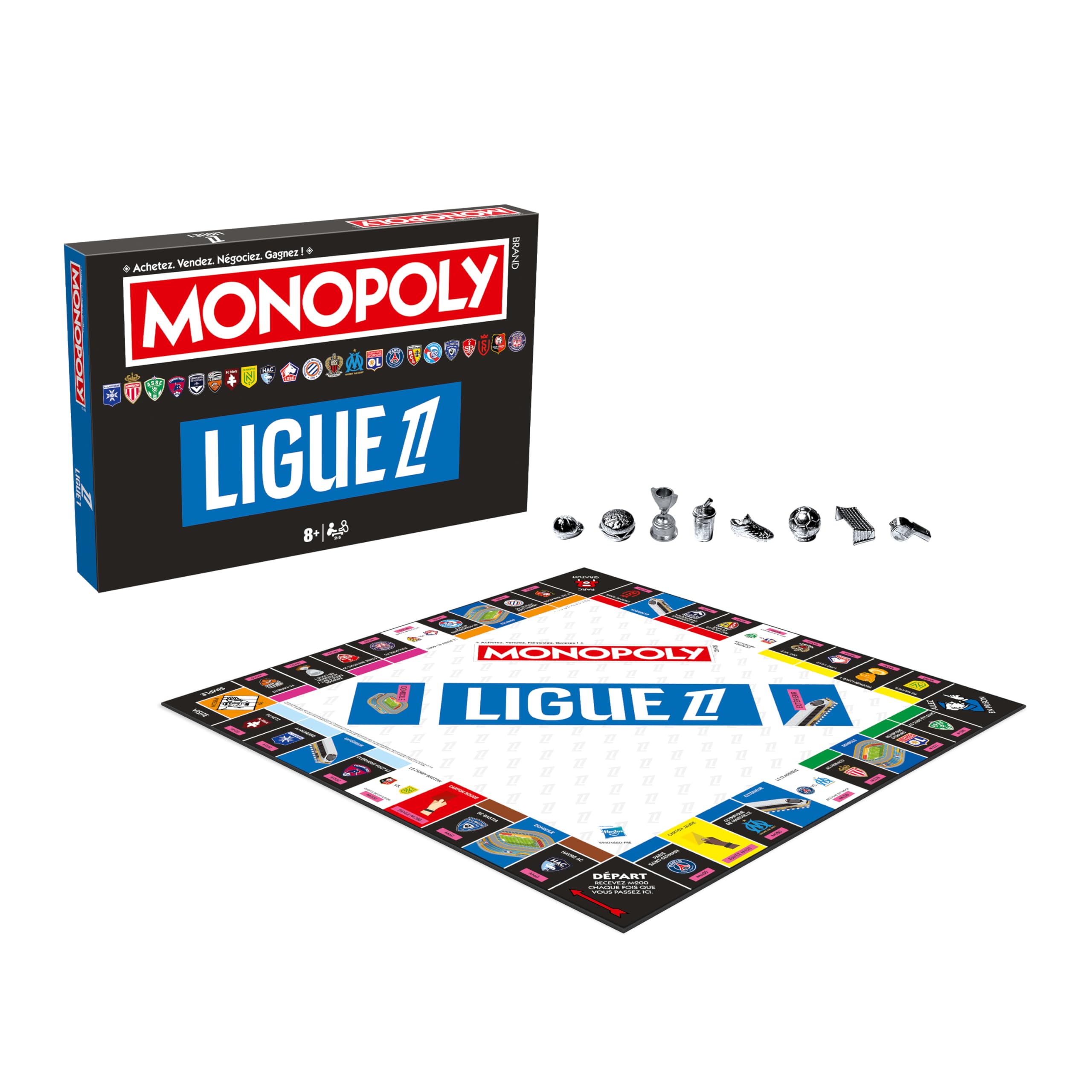 Winning Moves - Monopoly Ligue 1 - Jeu de société Football - Jeu de Plateau Football - A partir de 8 Ans - 2 à 6 Joueurs - Version française