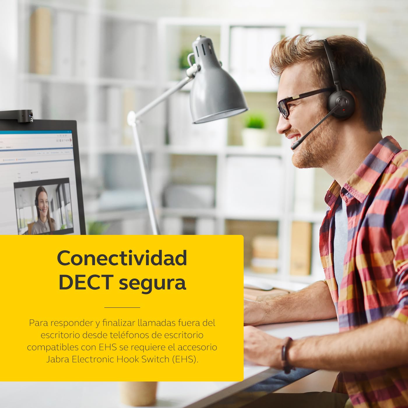 Jabra Engage 75 SE - Auriculares Mono con Almohadilla para Auriculares, Base, Fuente de alimentación, Cable USB-C a USB-A de 1,5 m, Cable de teléfono de Oficina, guía de Inicio rápido, garantía y