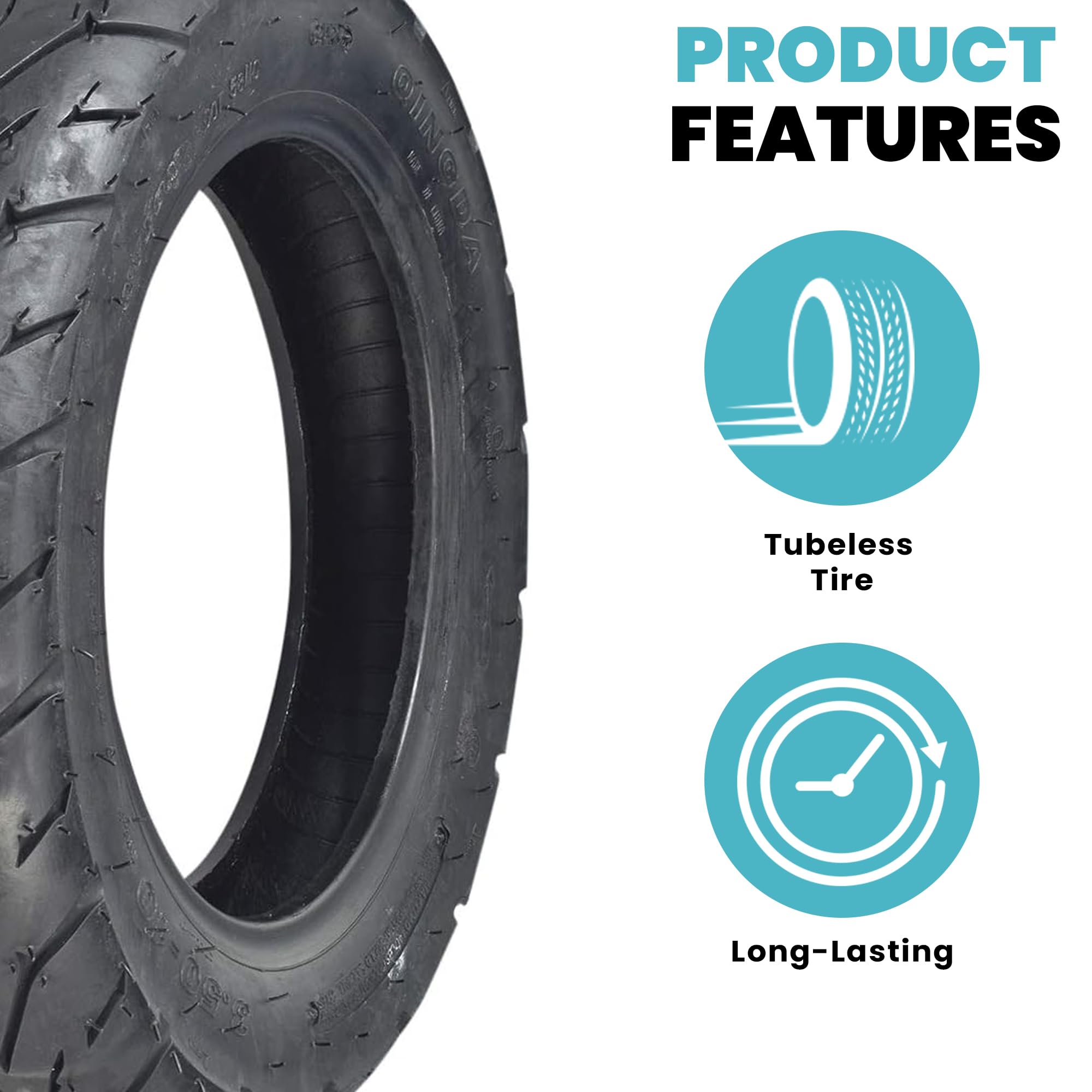 AlveyTech 3.50-10 (100/90-10) Tubeless Scooter Tire with QD004 Tread (Set of 2)