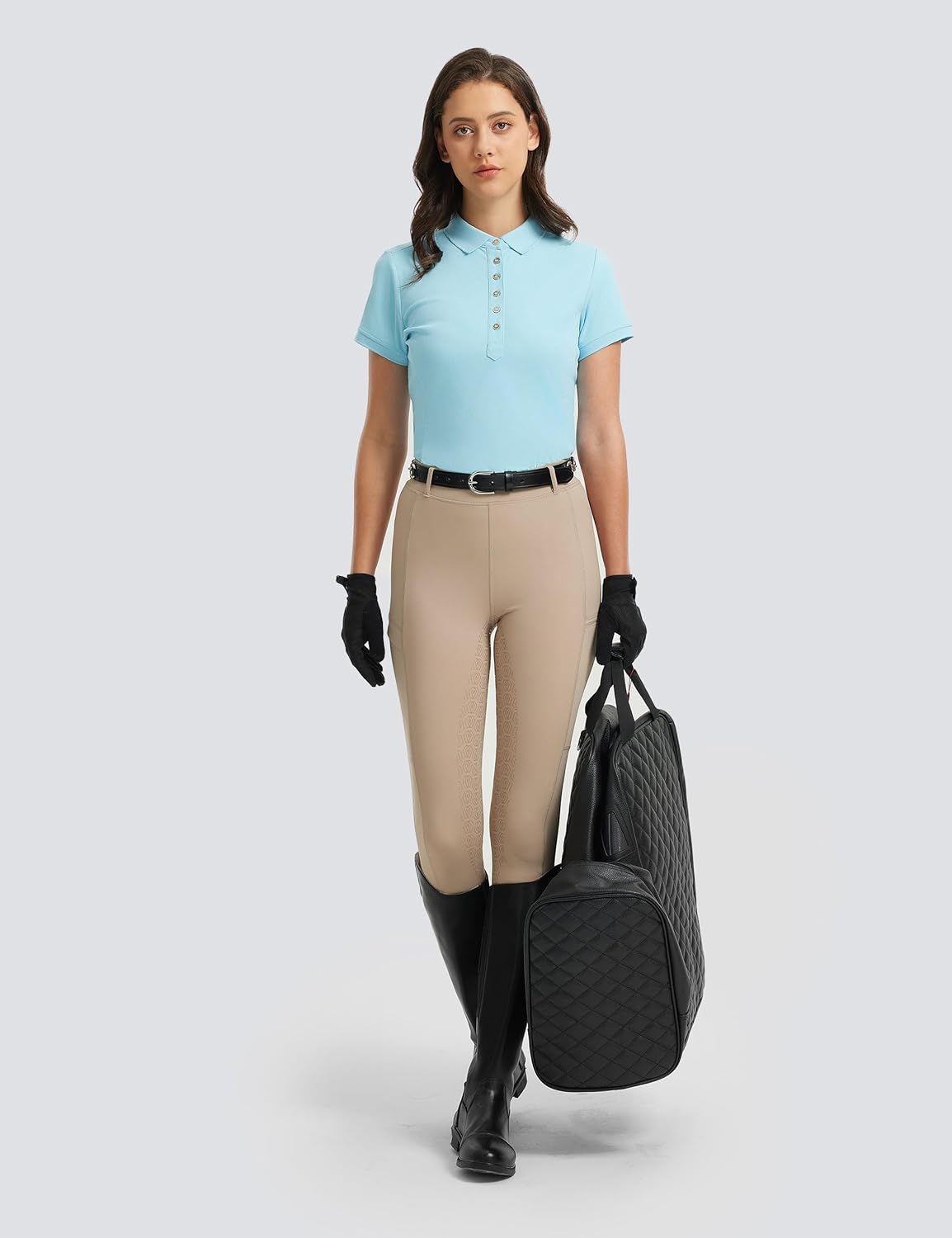 FitsT4 Sports Equestrian Shirts for Women Short Sleeve UPF50+ Moisture Wicking Polo Shirts for Horse Riding Tops - Image 7