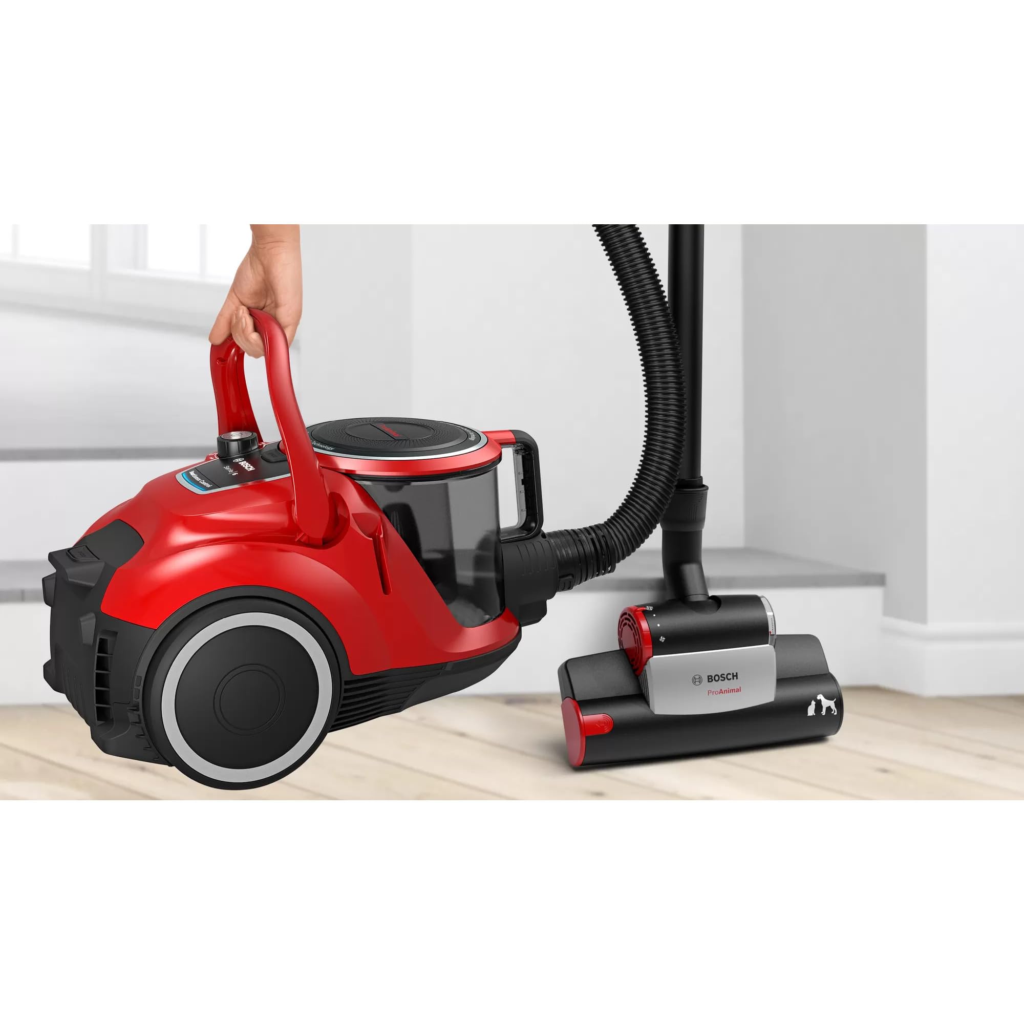 Bosch Aspirapolvere senza sacchetto serie 6 BGC41PET, ideale per peli di animali e persone allergiche, filtro igienico, garanzia motore 10 anni, per parquet, tappeti, piastrelle, ugello turbo
