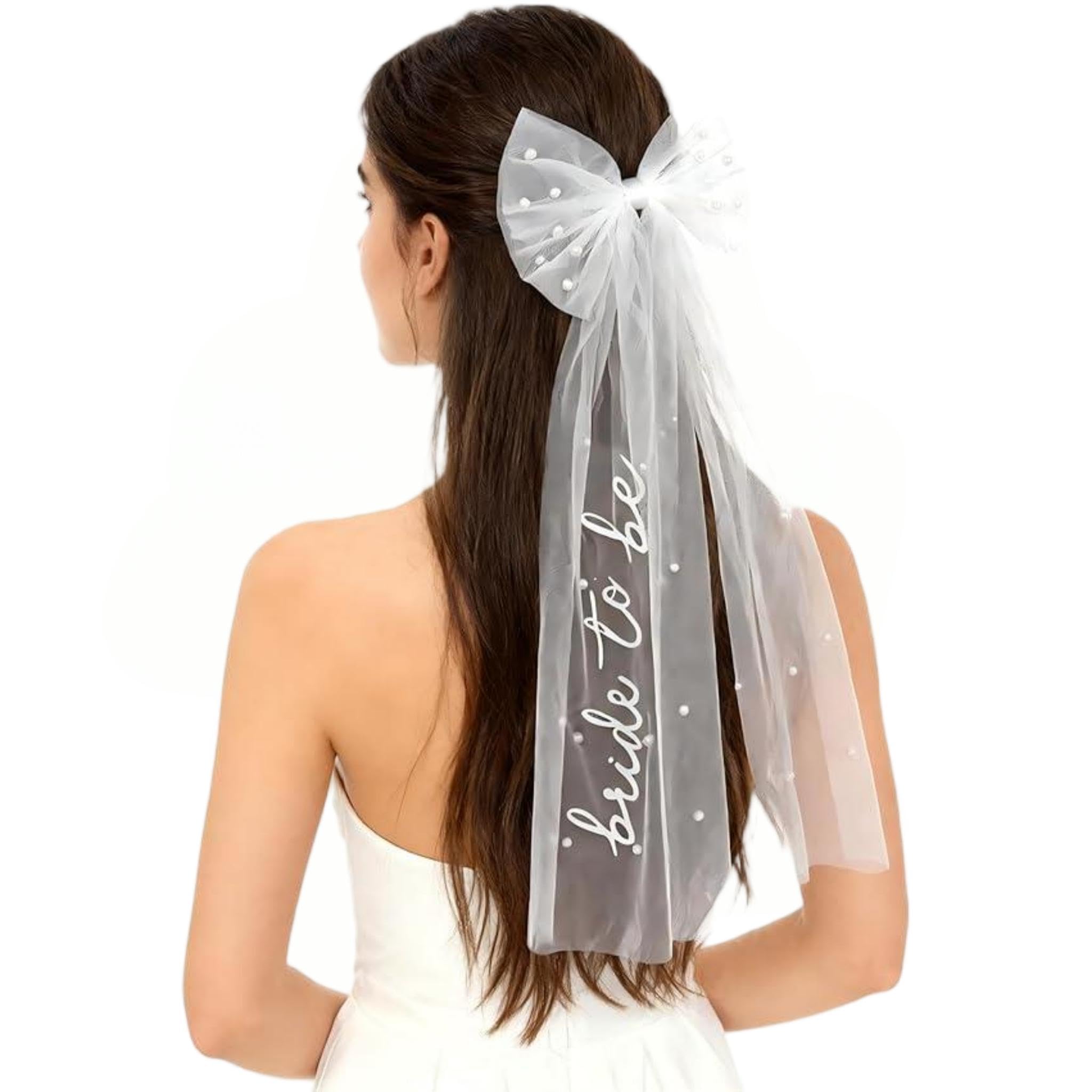 Vectorgolden Bride to Be Veil, Hen Party Accessories, Bridal Bow Veil with Barrette for Bridal Showers Bachelorette Parties Wedding