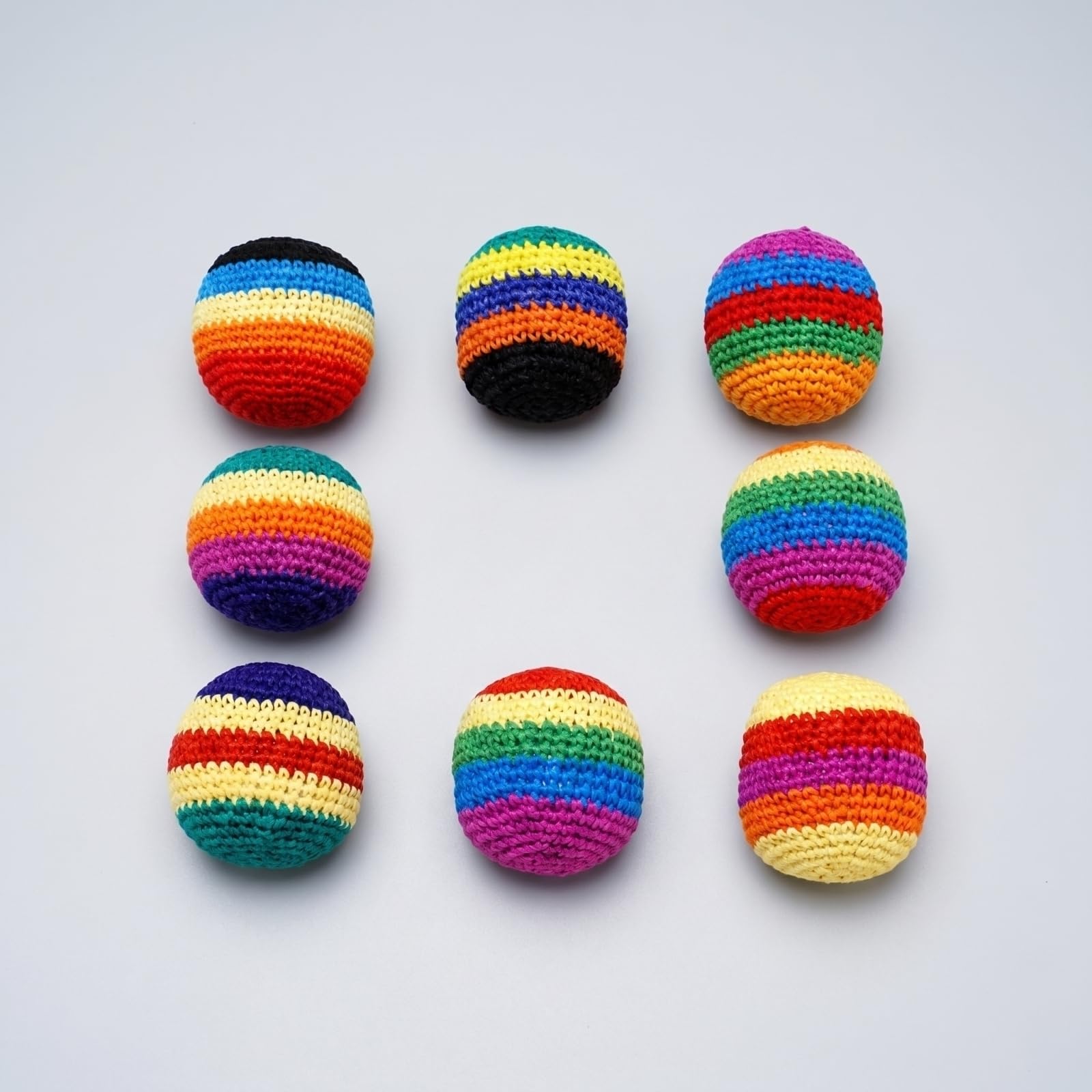 6 Stück Bunter Gestrickter Hacky Sack, Weiche Sandsäckchen Jonglierbälle, sandsäcke für Outdoor Aktivitäten, Familienspiele und Haustierinteraktion