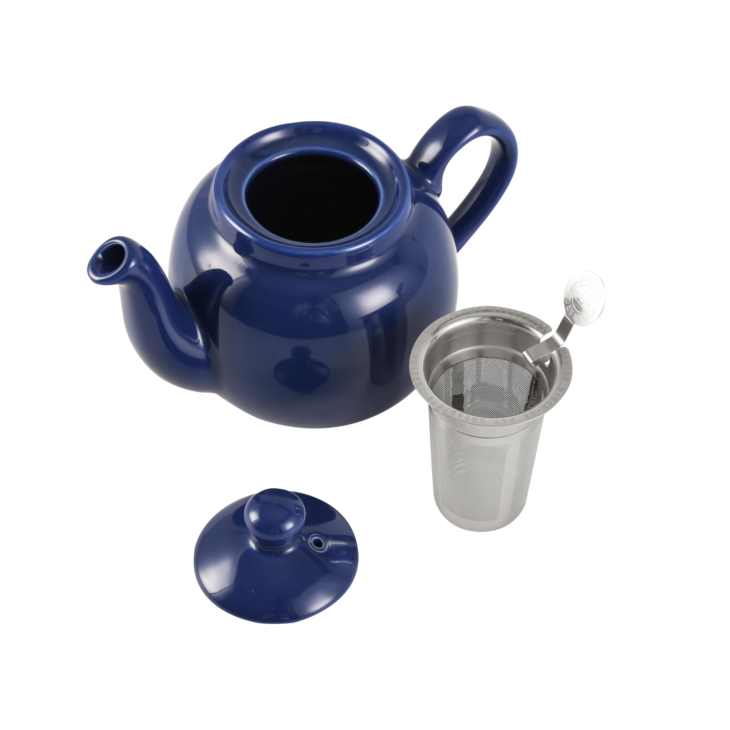 London Pottery Théière rustique avec infuseur, en céramique, bleu France, 2 tasses (600 ml)