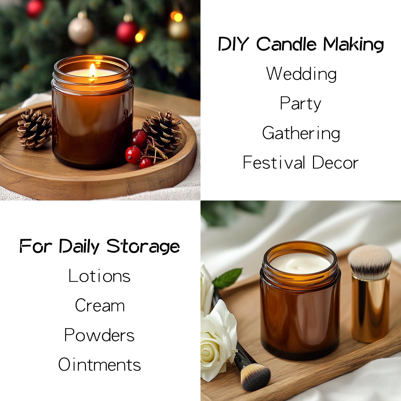 KEYWING Glass Candle Jars with Metal Lids