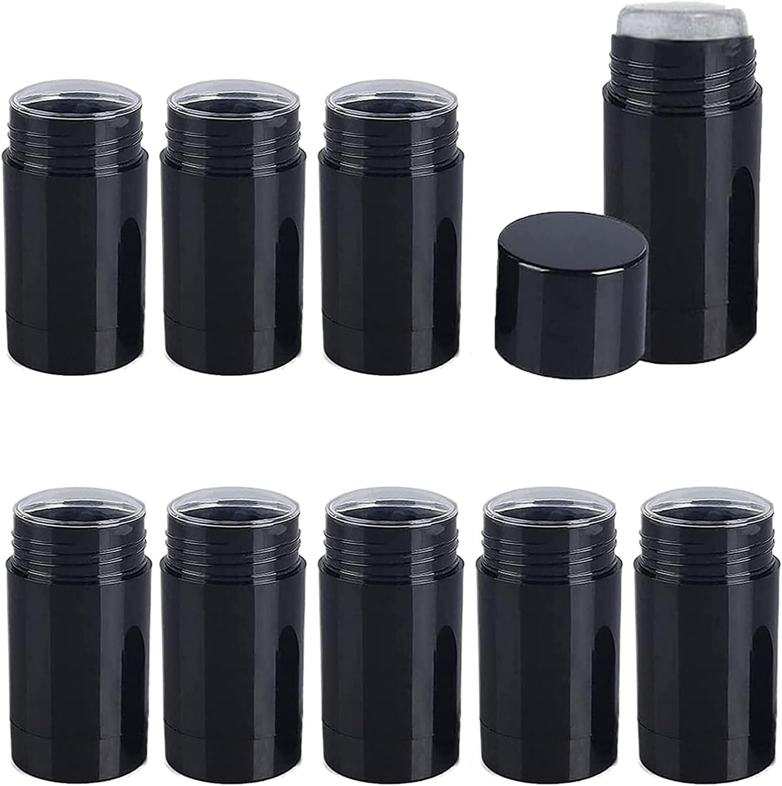 10 Pack Empty Deodorant Container Twist Up Filling Stick Plastic Deodorant Container Bottomfill Lip Balm Tube Refillable Deodorant Tubes for DIY Deodorant Lipstick Crayon Chapstick(30ml,Black)