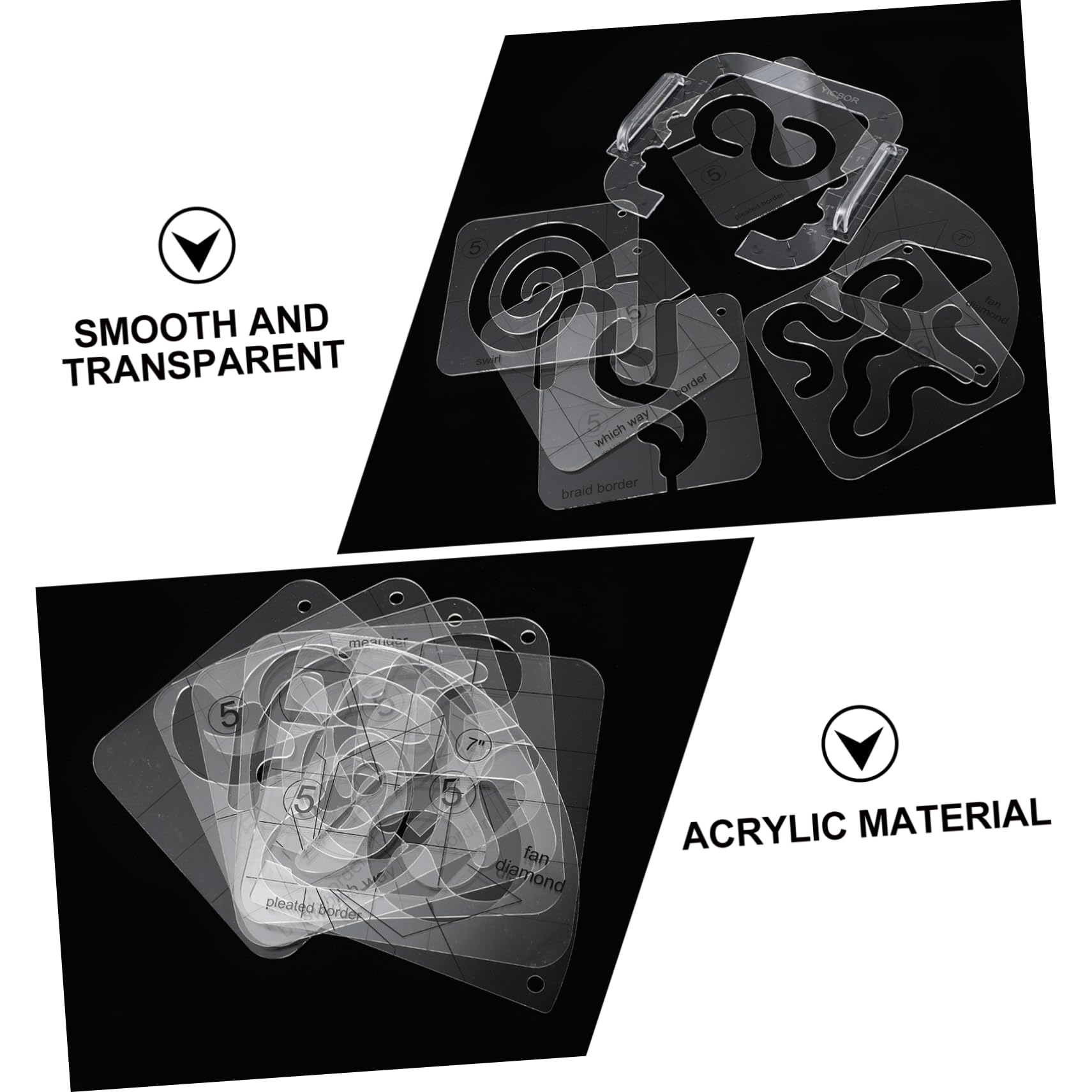 Ciieeo 7piezas Plantilla De Regla Acrílica Para Patchwork Reglas Transparentes Para Costura Para Cortar Telas y Proyectos De Manualidades