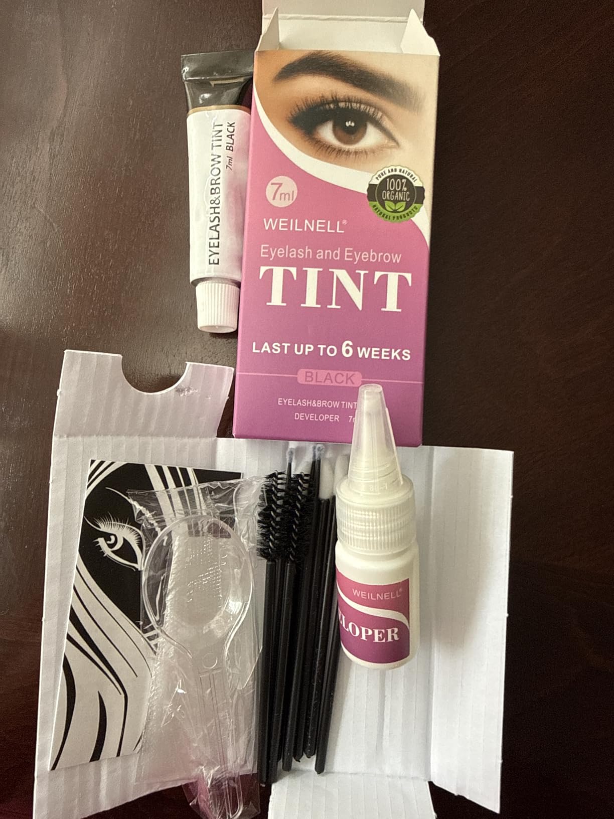 WEILNELL Eyelash & Eyebrow Color Kit, Professional Instant Black Lash & Brow Color Kit, Eye Lash & Eye brow Coloring Set with Natural Bushy Results, Easy to Use & Salon at Home 7ml (Black)