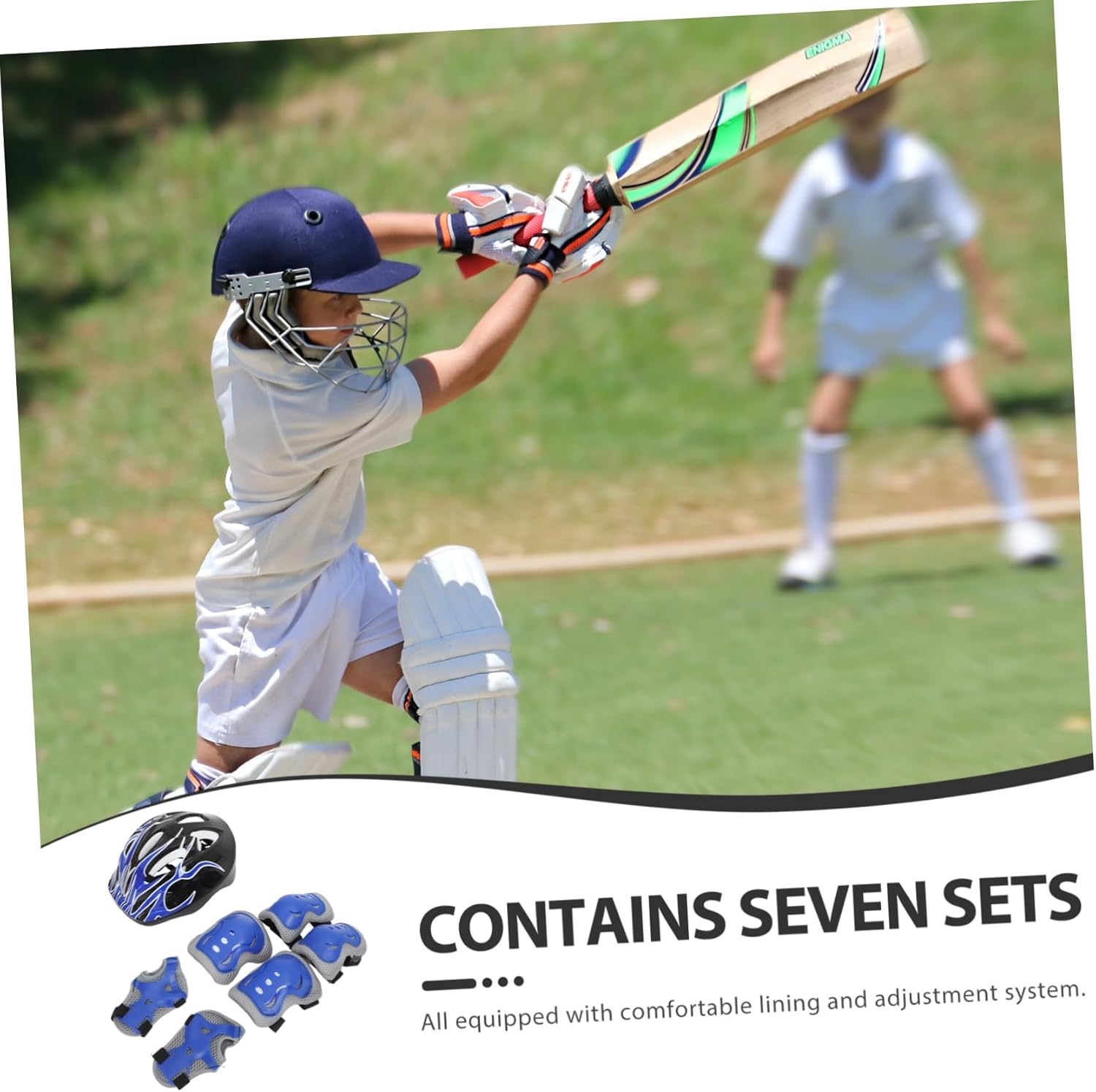 HEALLILY 7pcs Boy Girl Safety Protective Gear Set Helmet Knee Pads Elbow Pads Wrist Guards for Skating and Cycling Comfortable - Design