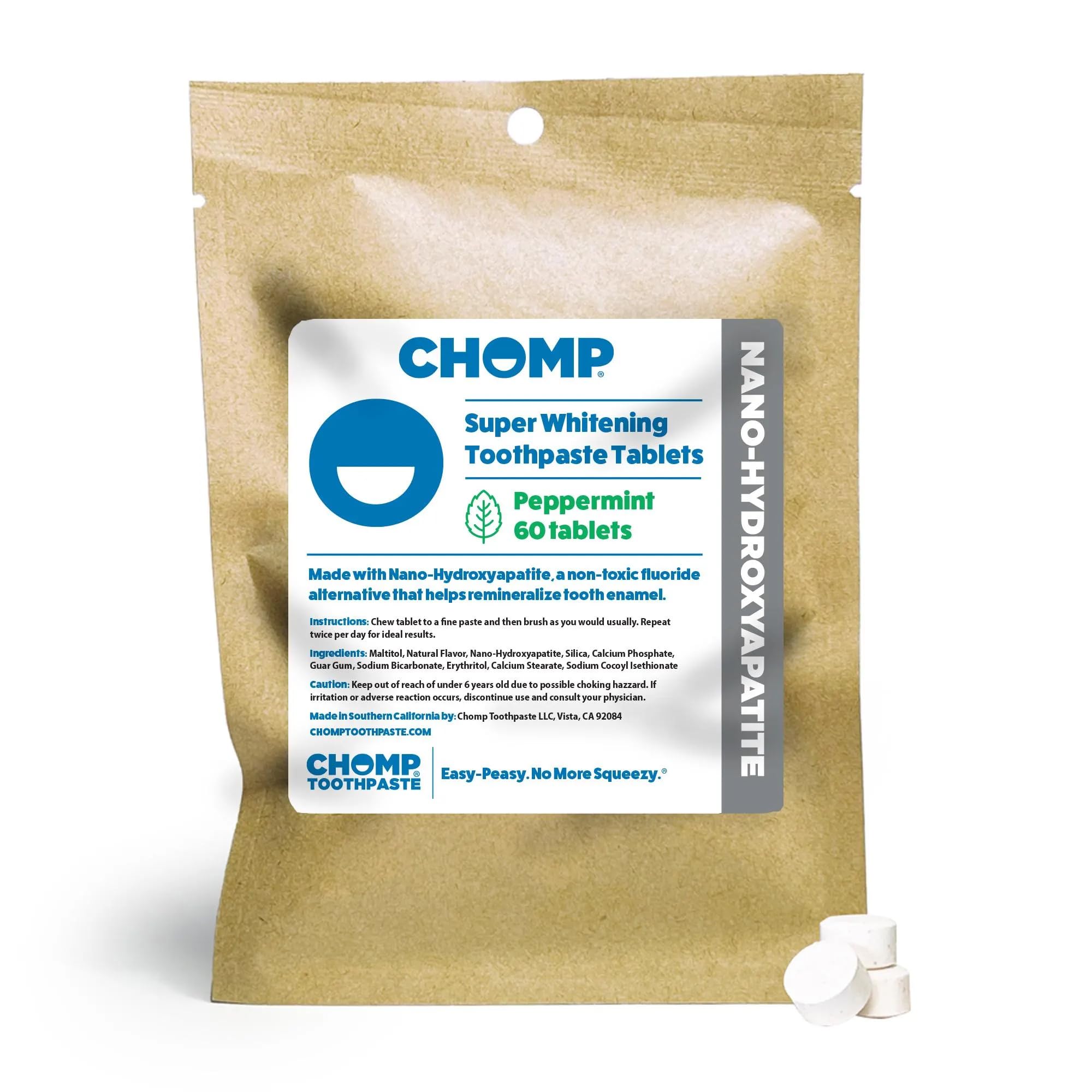 Chomp Super Whitening Toothpaste Tablets with Nano Hydroxyapatite Refill