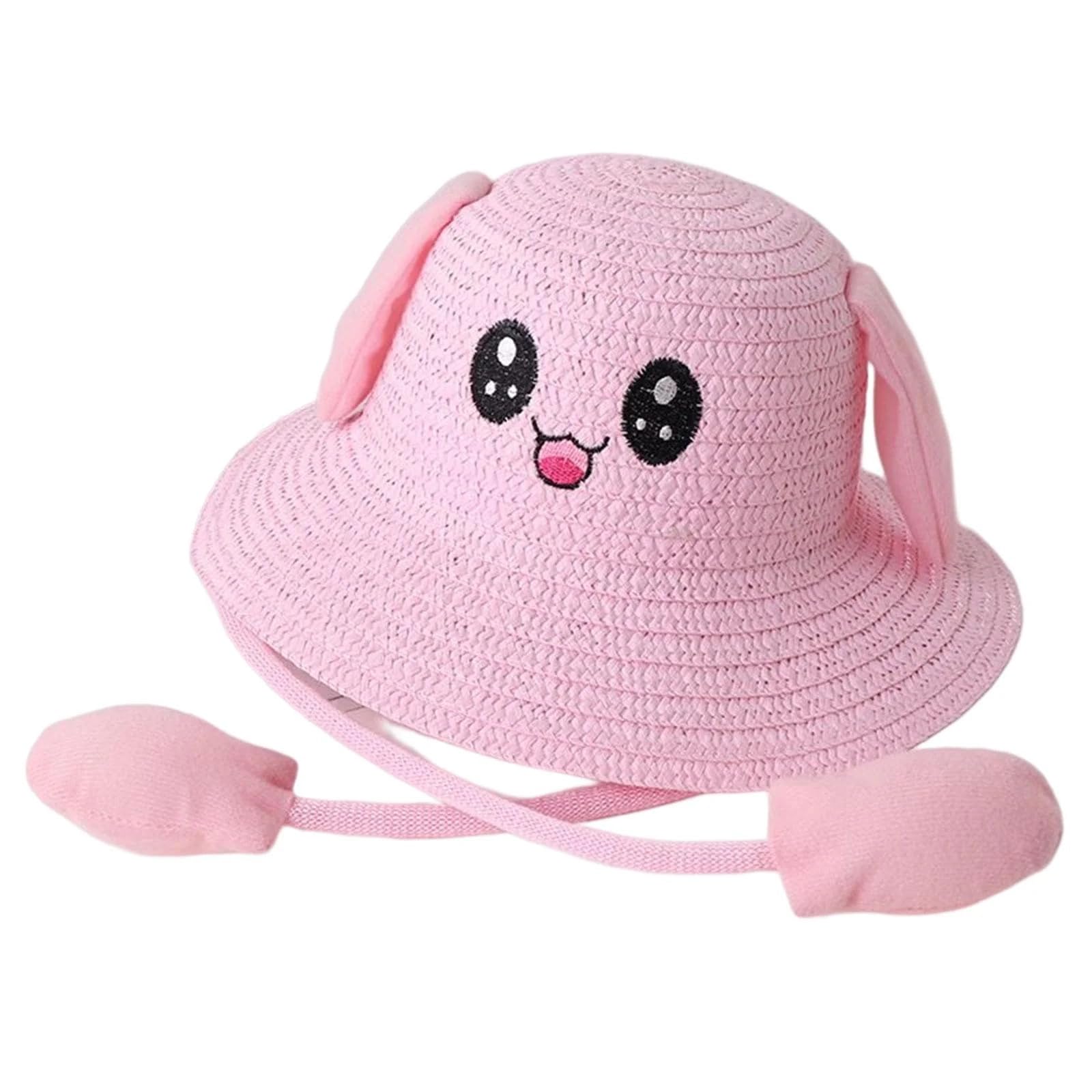 Cute Cat Ear Bucket Hat for Women Girls, Soft Kawaii Moving Ear Summer Cap with Wavy Brim, Embroidered Face Plush Novelty Beach Sun Hat, One Size Adjustable Holiday Outdoor Cap-image-25