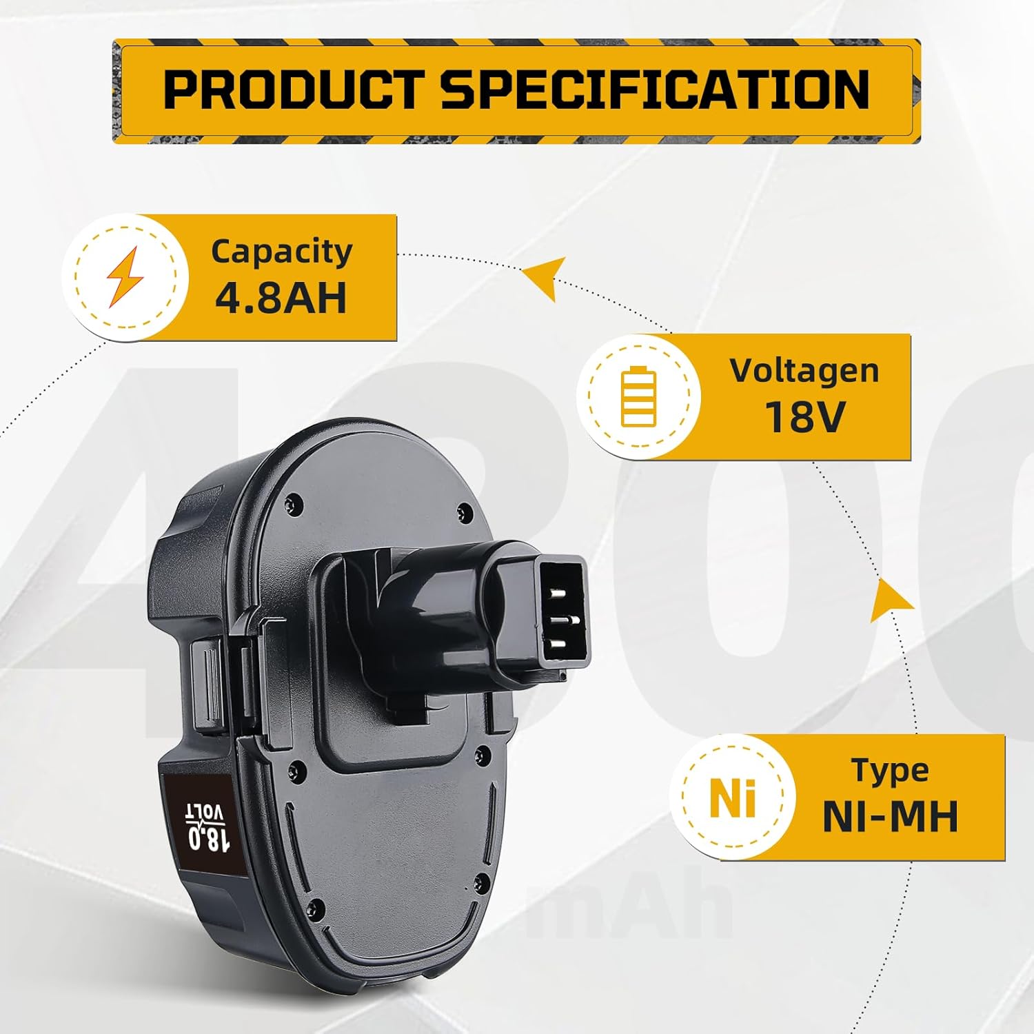 LUMSING 2Pack 4.8Ah 18V DC9096 Battery Compatible with Dewalt 18V Battery Ni-MH Replacement for Dewalt 18 Volt Battery DC9096 DC9098 DC9099 DC970 DW9095 DW9096 DW9098 DE9039