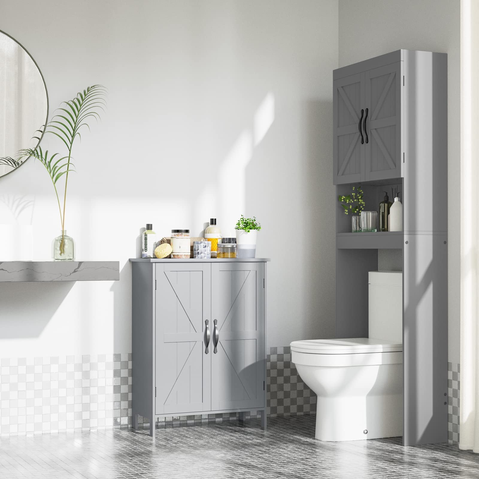 SRIWATANA Bathroom Floor Storage with 2 Doors & Adjustable