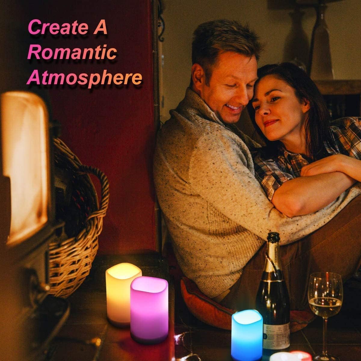 LED Flickering Flameless Candles with Color Changing, Remote Control and Auto-Off Timer, 100 Hours Working Time, Battery-Operated.Multi-Color