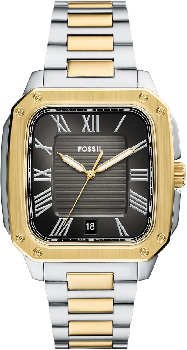 Reloj para hombre, reloj de acero inoxidable Crosby de tres manos con fecha para hombre