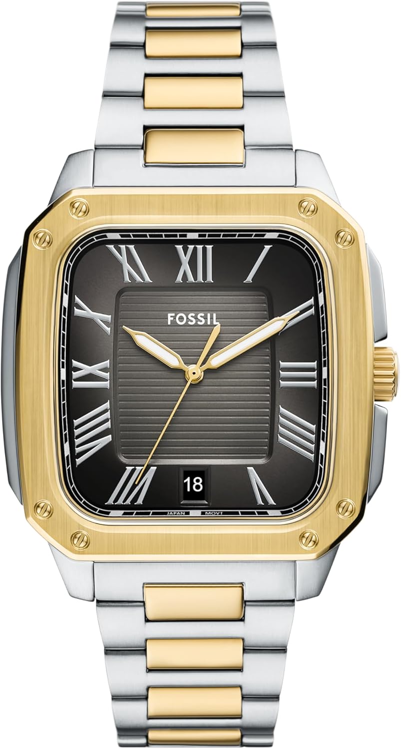 Fossil Men's Watch, Crosby Three-Hand Date Stainless Steel Watch for Men