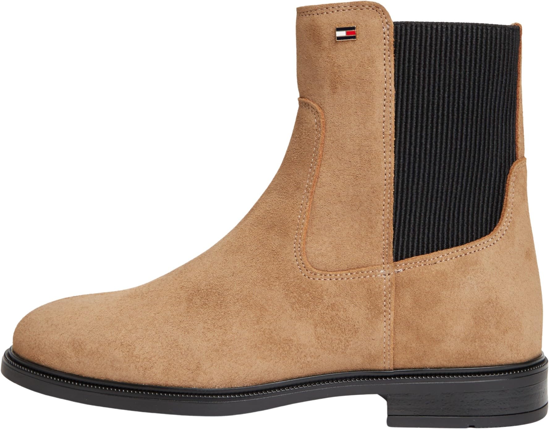 Tommy Hilfiger Women Enamel Flag Suede Ankle Chelsea FW0FW09575 Low Boots, KHAKI (Safari Canvas), 7