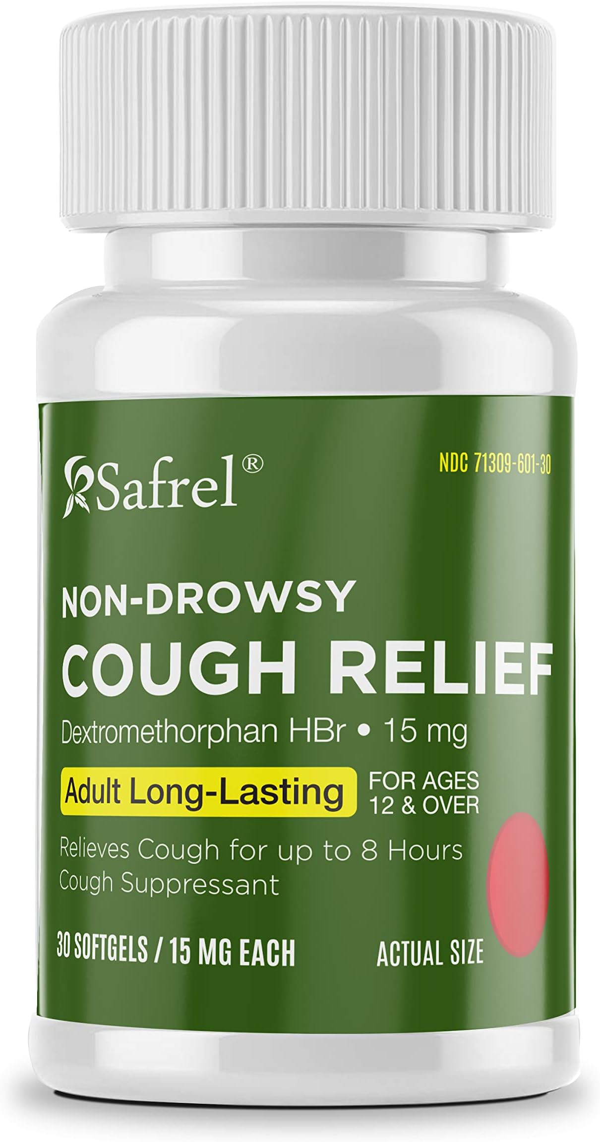 Non-Drowsy Cough Relief - 30 Count, 15mg Dextromethorphan HBr - 8-Hour, Long-Lasting, Cough Suppressant for Adults & Children- Pack of 1