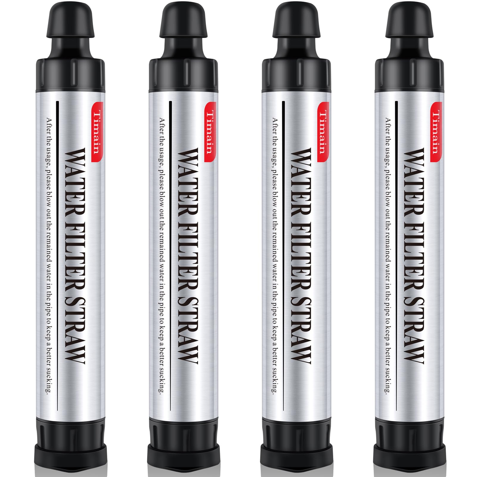 4 Pack Timain 4-Stage Filtration,High Flow Rate Water Filter Straws,Water Purifier Survival for Emergency Kits,Travel,Camping, Hiking,Fishing,Hunting