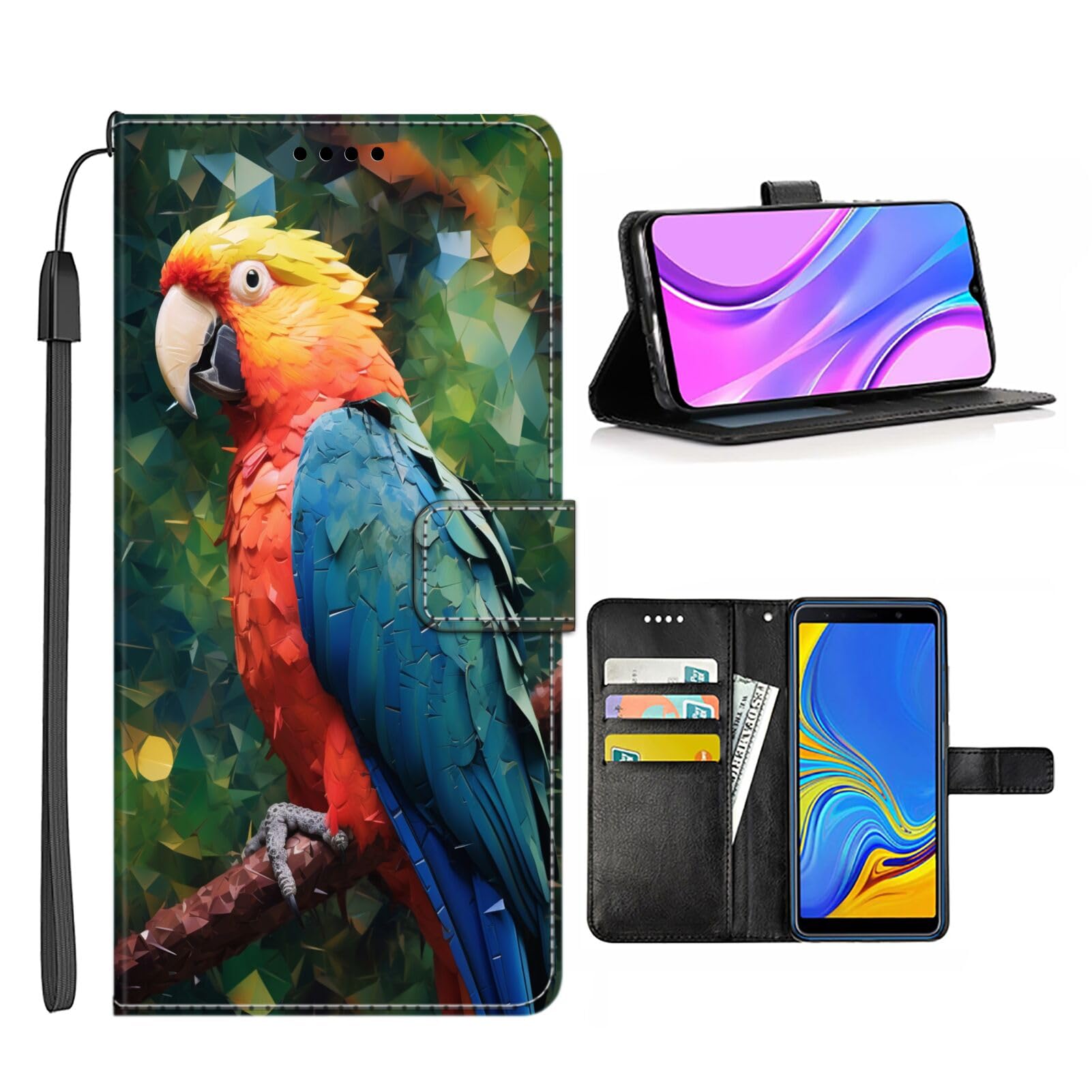 Wallet Phone Case for Samsung Galaxy Note 20 Ultra 5G with Parrot-aa27 - Stylish and Functional PU Leather-Free Smartphone Case with Card Holder Multicolor