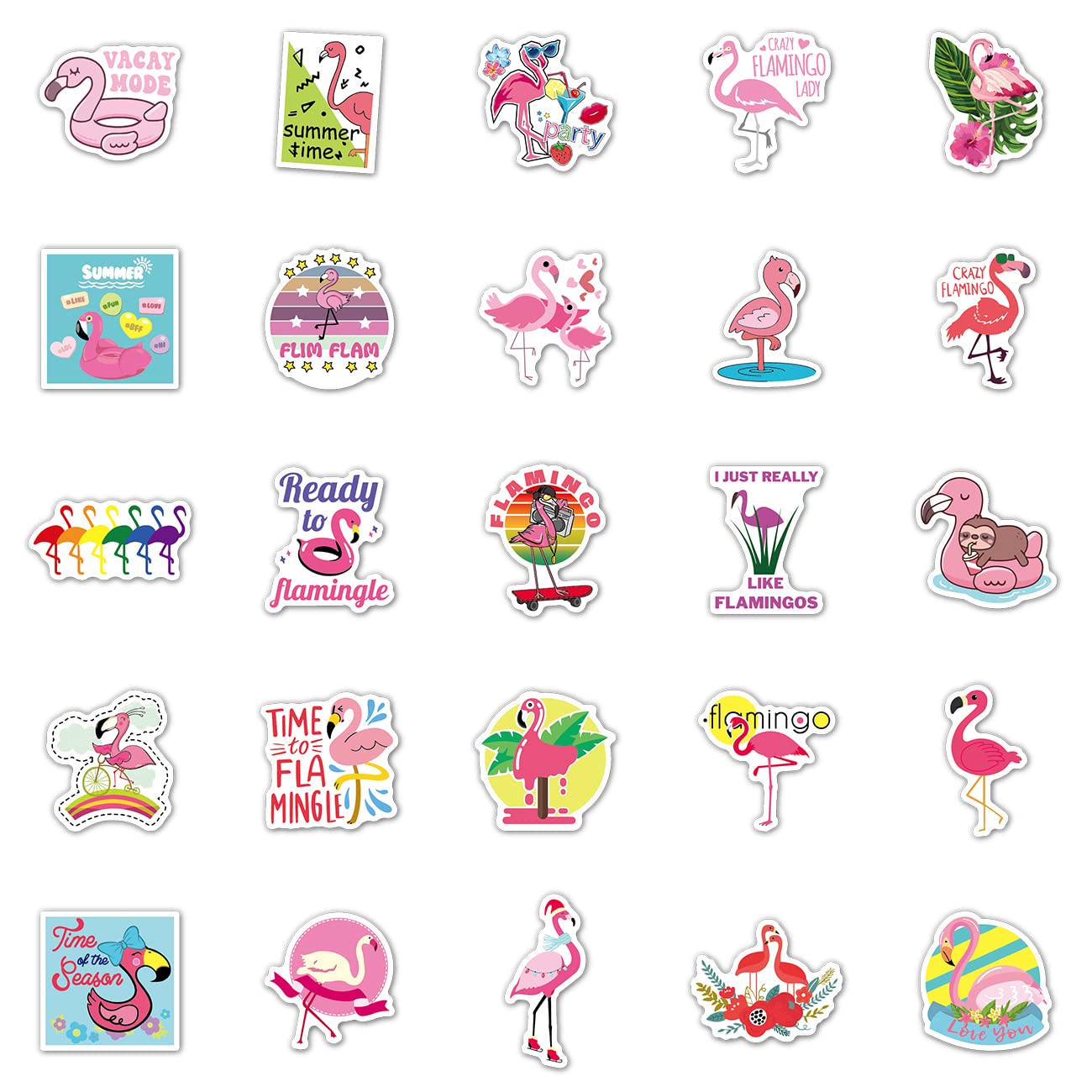 50 Stuks Flamingo Stickers - Kawaii Waterdichte Vinyl Stickers Voor Laptop En Waterfles