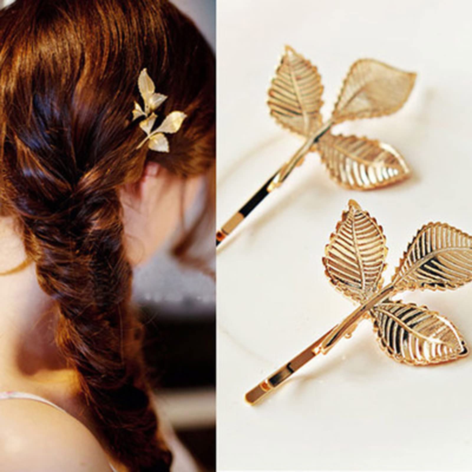 Clip laterale per capelli vintage elegante Barrette a forma di foglia di piume Forcine per capelli in metallo Donna Ragazza Clip a becco d'anatra Copricapo Accessori per capelli  66