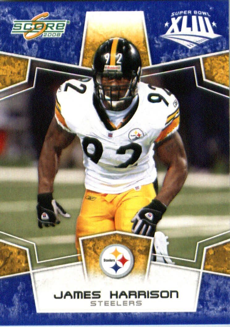 2008 Score SuperBowl Blue Parallel Edition Football Card (Limited to 1200) IN SCREWDOWN CASE #255 James Harrison ENCASED
