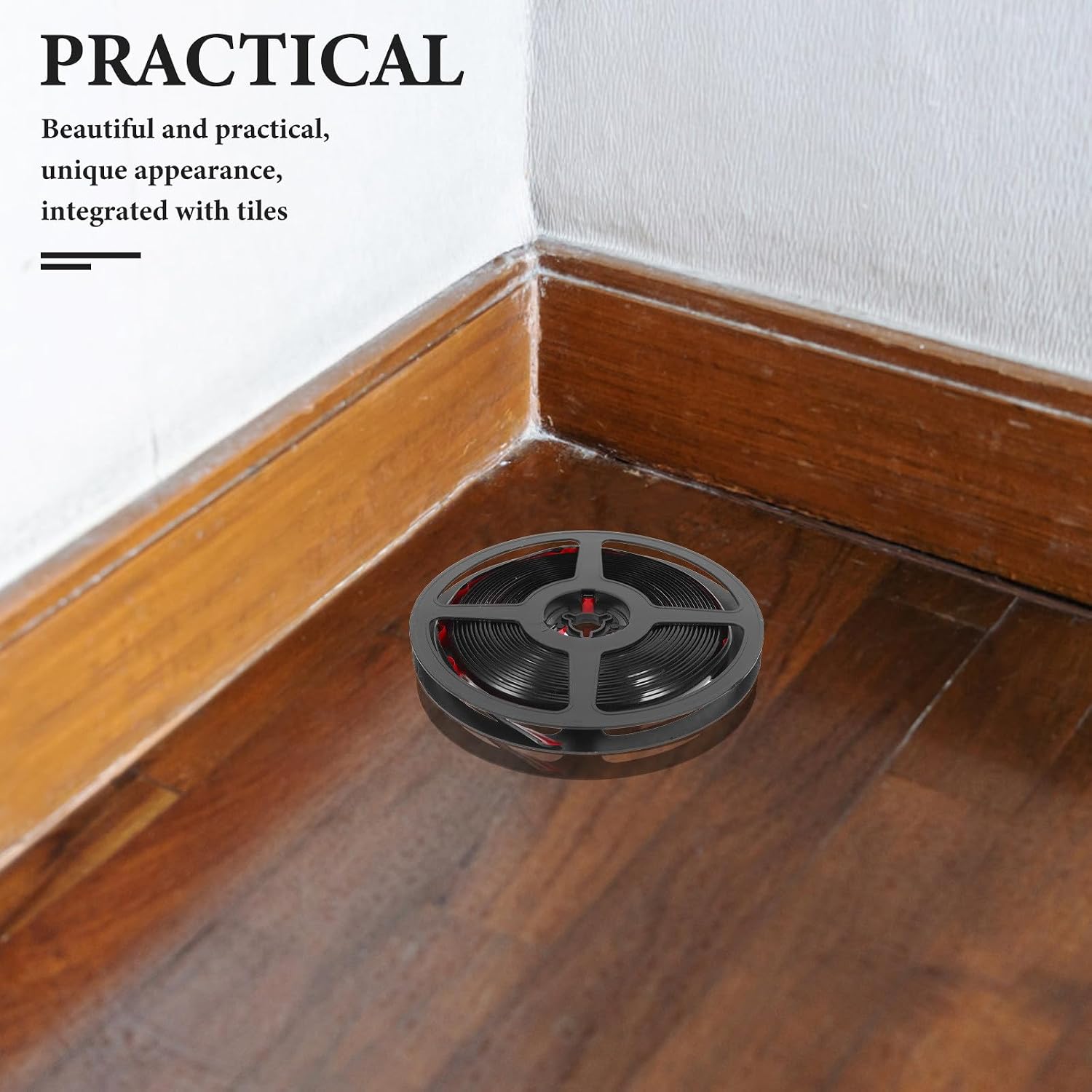 PRETYZOOM 1 Roll Self Adhesive Decorative Molding Trim Black Flexible Floor Trim High Adhesion Waterproof Pu PVC Material Peel and Stick for Wall and Kitchen Baseboard