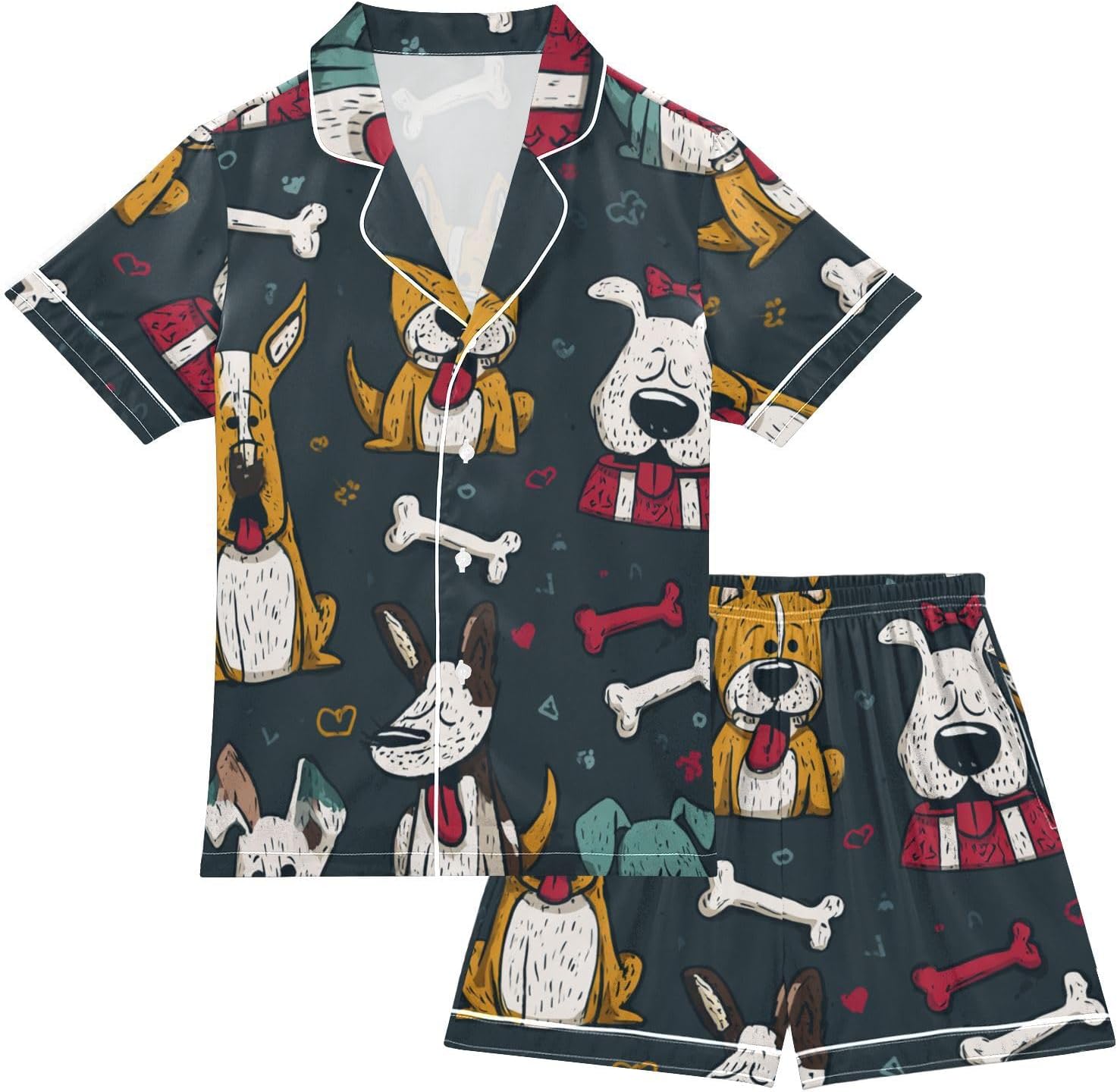 Little Boys Pajama Pants Set Cotton Short Pajama for Children Play Wear 5-6Y Funny Cartoon Dogs Playful Christmas