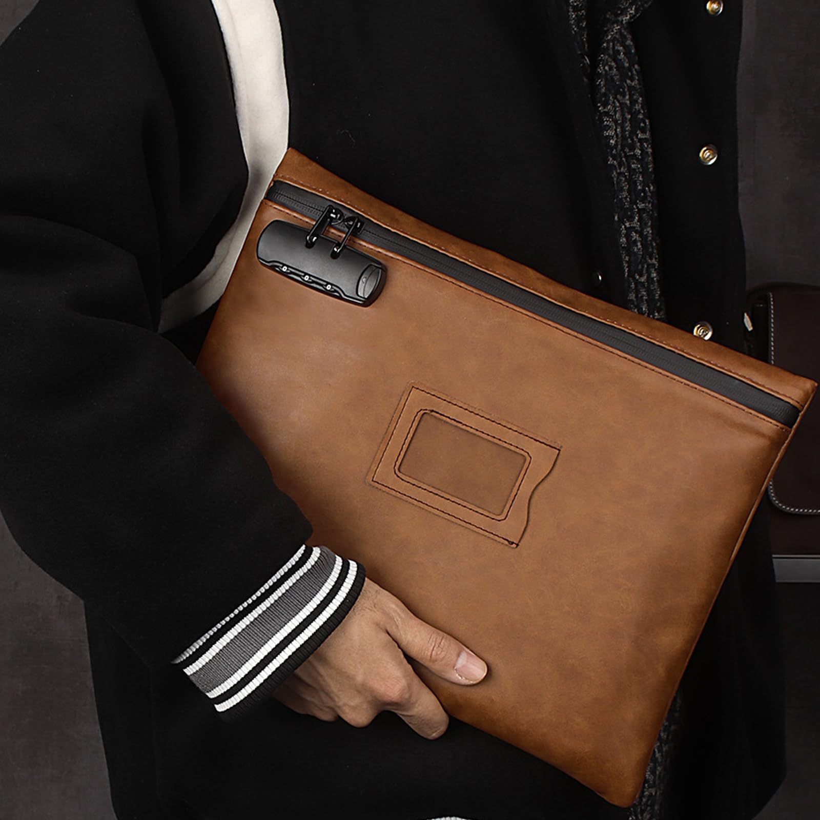 Busta carta formato lettera con accessori sicurezza, finestra frontale per, custodia organizer con cerniera per riunioni, chiusure, viaggi per notai mobili con finestra Custodia carta