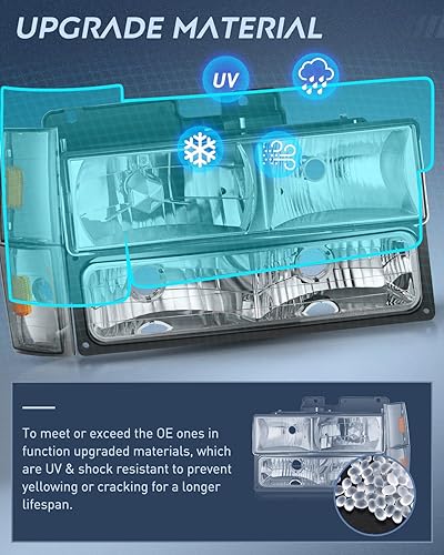 Miniatura 5 de Nilight Conjunto de faros delanteros compatible con Chevrolet GMC CK 1988 1989 1990 1991 1992 1993 Silverado Suburban Sierra Blazer Tahoe Yukon,