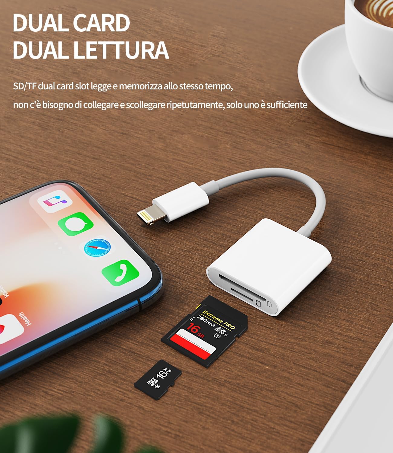 Adattatore Lettore Schede SD Micro SD (2in1) Per Apple iPhone iPad Pro Lightning Di Card Reader Cavo Memoria Da Fotografica Macchina Memory Telefono De Esterna Porta Trasferire Camera Carte Scaricare