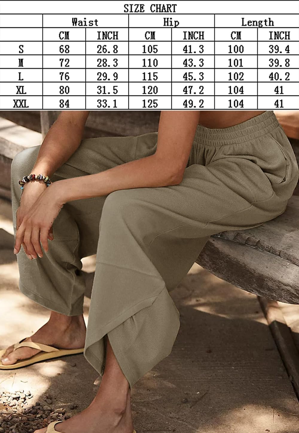 niyokki Wide Leg Palazzo Beach Pants for Women Lounge Baggy Comfy Harem Pants Elastic Waist Casual Streetwear with Pockets - Image 7