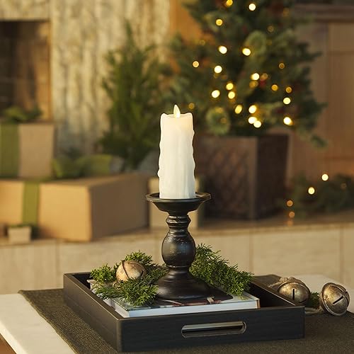 Miniatura 3 de Luminara Vela blanca sin llama de cera pesada, pilar LED de cera real, sin perfume, con borde goteado, función de temporizador (2.5 x 6.5 pulgadas)