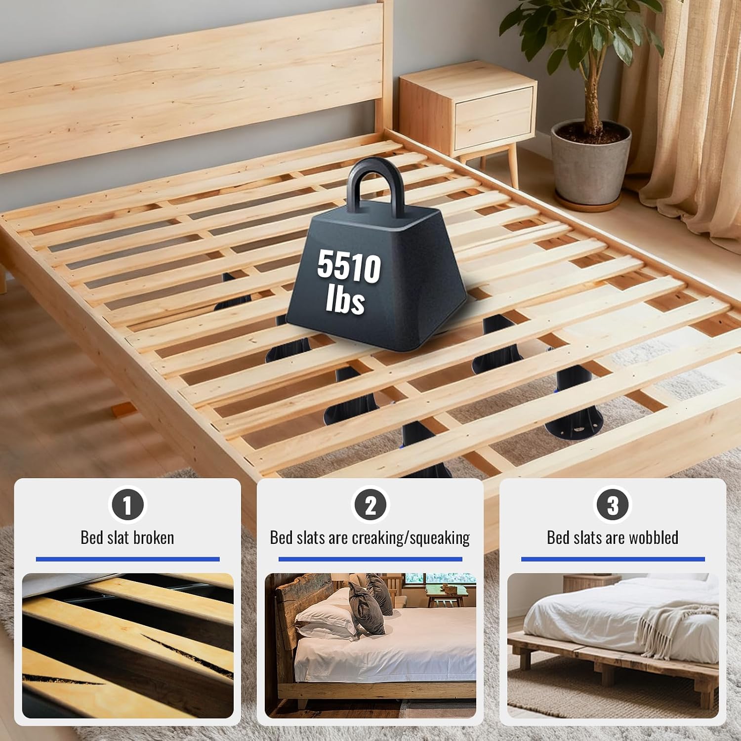 YHK 8PCS Adjustable Height Bed Support Legs 8.4-13.5 inch, Bed Frame Support Legs for Bed Slat, Bed Support Reinforcement Parts Bed Frame Support Replacement