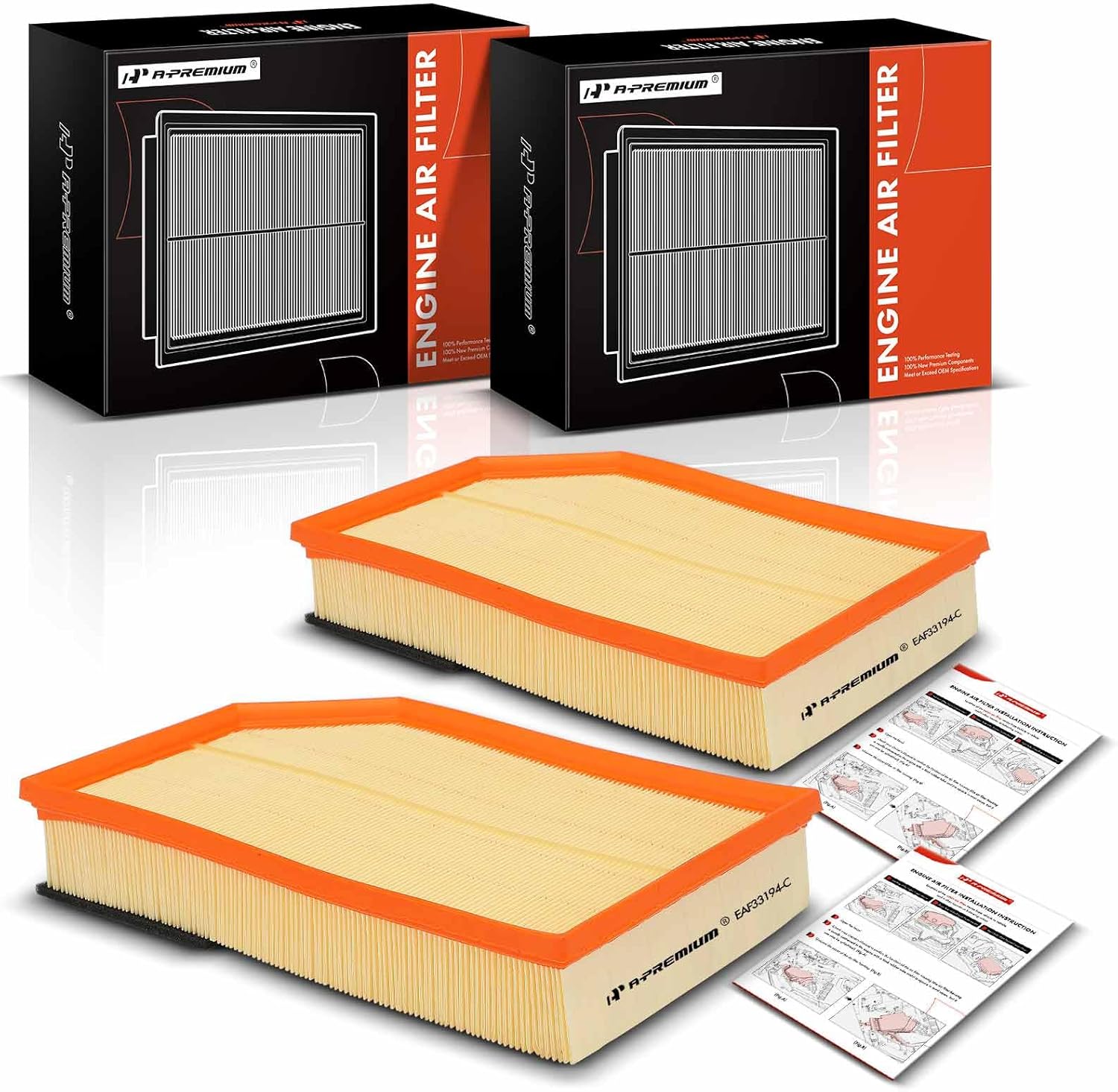 A-Premium 2-PC Engine Air Filter Compatible with Volvo XC90 2003 2004 2005 2006, 2.5L 2.9L, Replace# 8638600