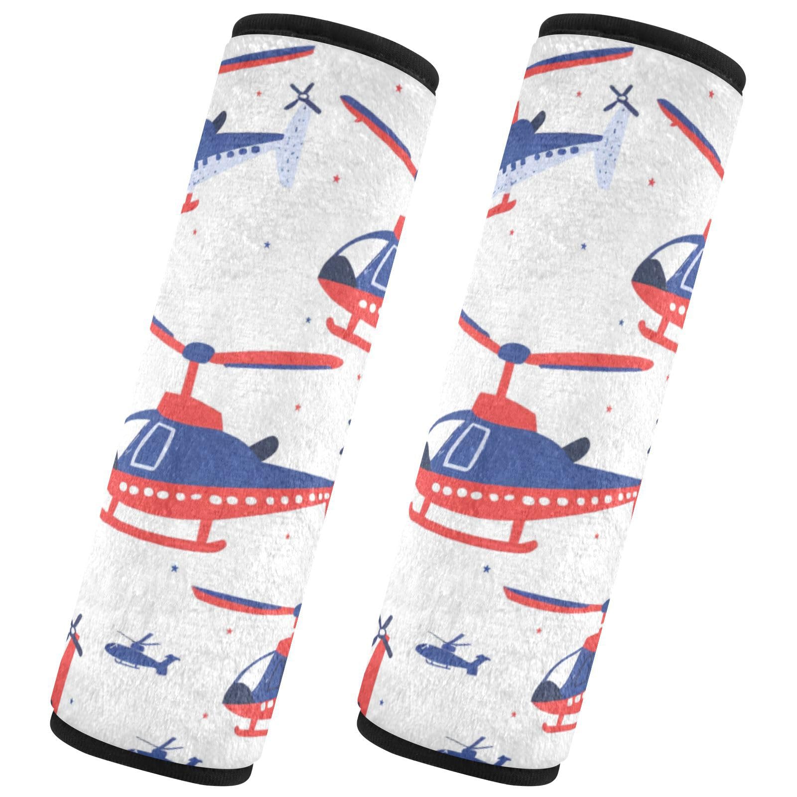 EtherSpher Cartoon Red and Blue Helicopter car seat Strap Cover, Protects Your Neck and Shoulders, car Accessories for Van Backpack Bag accesorios para carro 2 pcs