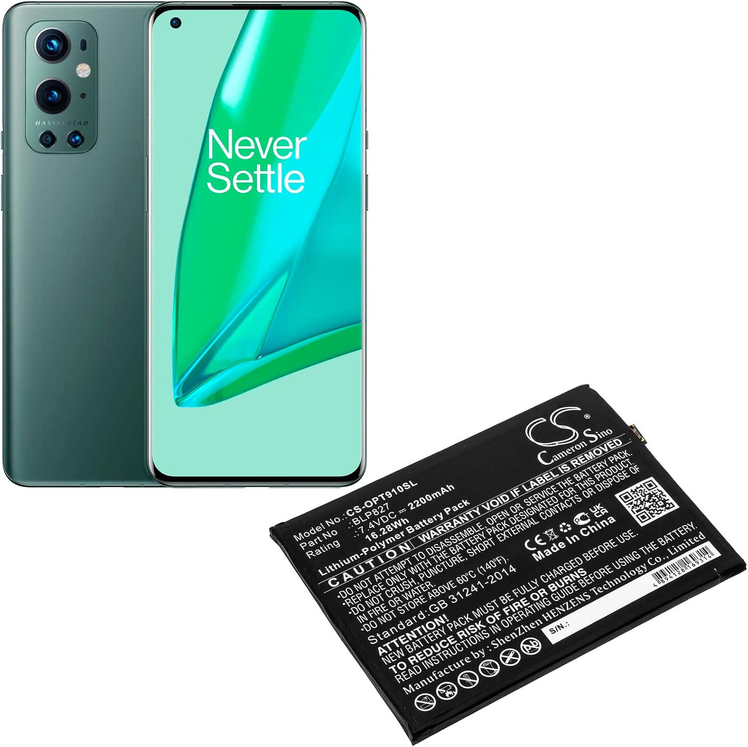 Cameron Sino CS New Replacement Battery for 9 Pro 5G, LE2120, LE2121, LE2123, LE2125, LE2127 (2200mAh) BLP827