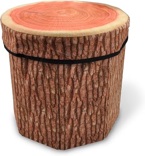 CHEFAN Taburete de almacenamiento de frutas, taburete de tocón de árbol, bonita caja de juguetes de almacenamiento plegable, baúl de almacenamiento