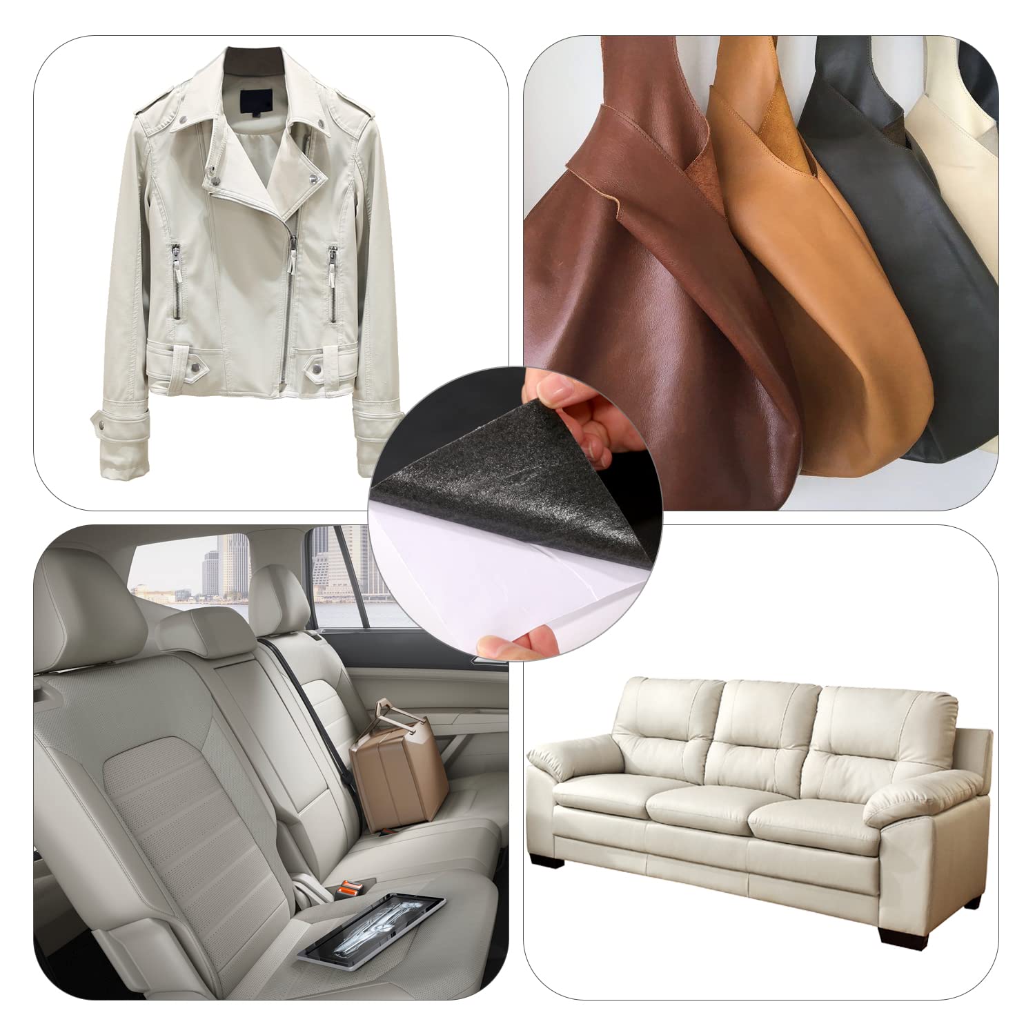 Cuero Adhesivo Parches Polipiel, Polipiel Adhesiva Piel para Tapizar 40 x 150 cm para Sofás, Asientos De Coche, Silla De Oficina, Cabecera, Bolsos, Beige