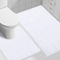 Vista 53 de Smiry - Juego de alfombras de baño de 2 piezas, suaves, absorbentes, de felpilla, lavables a máquina, antideslizantes, para bañera, ducha y piso Gris