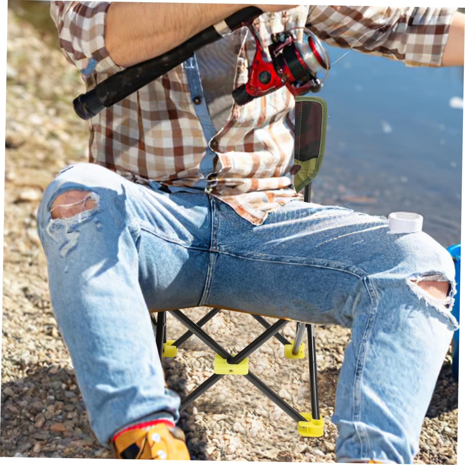 ibasenice Small Folding Fishing Stool Barbecue Chair Lightweight Oxford Fabric Beach Chair