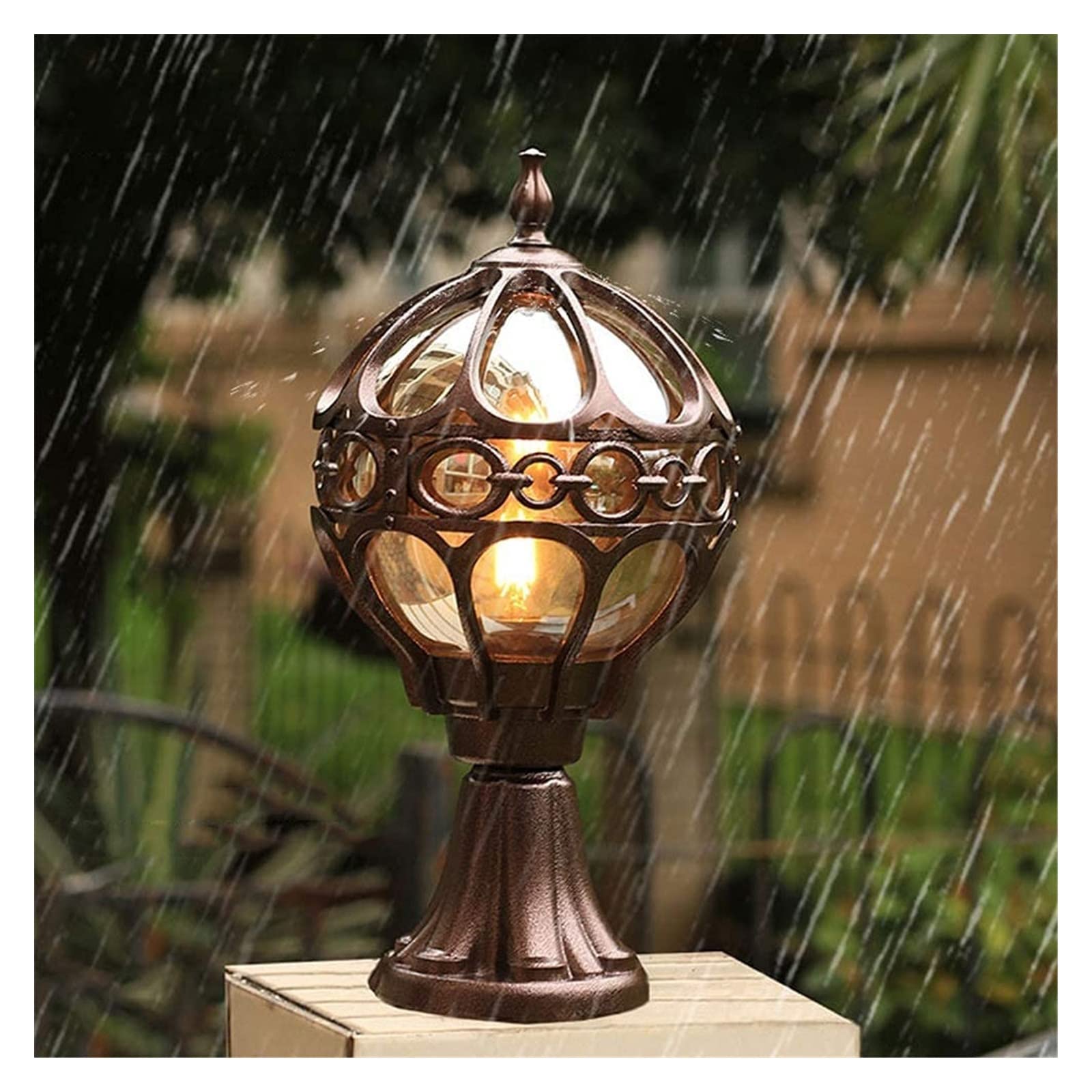 Lampada da cortile Lampada da esterno in ottone Lampada da esterno in ottone Lampada da palo in ottone Lampada da colonna in alluminio antico impermeabile antiruggine Lampada da giardino Prateria