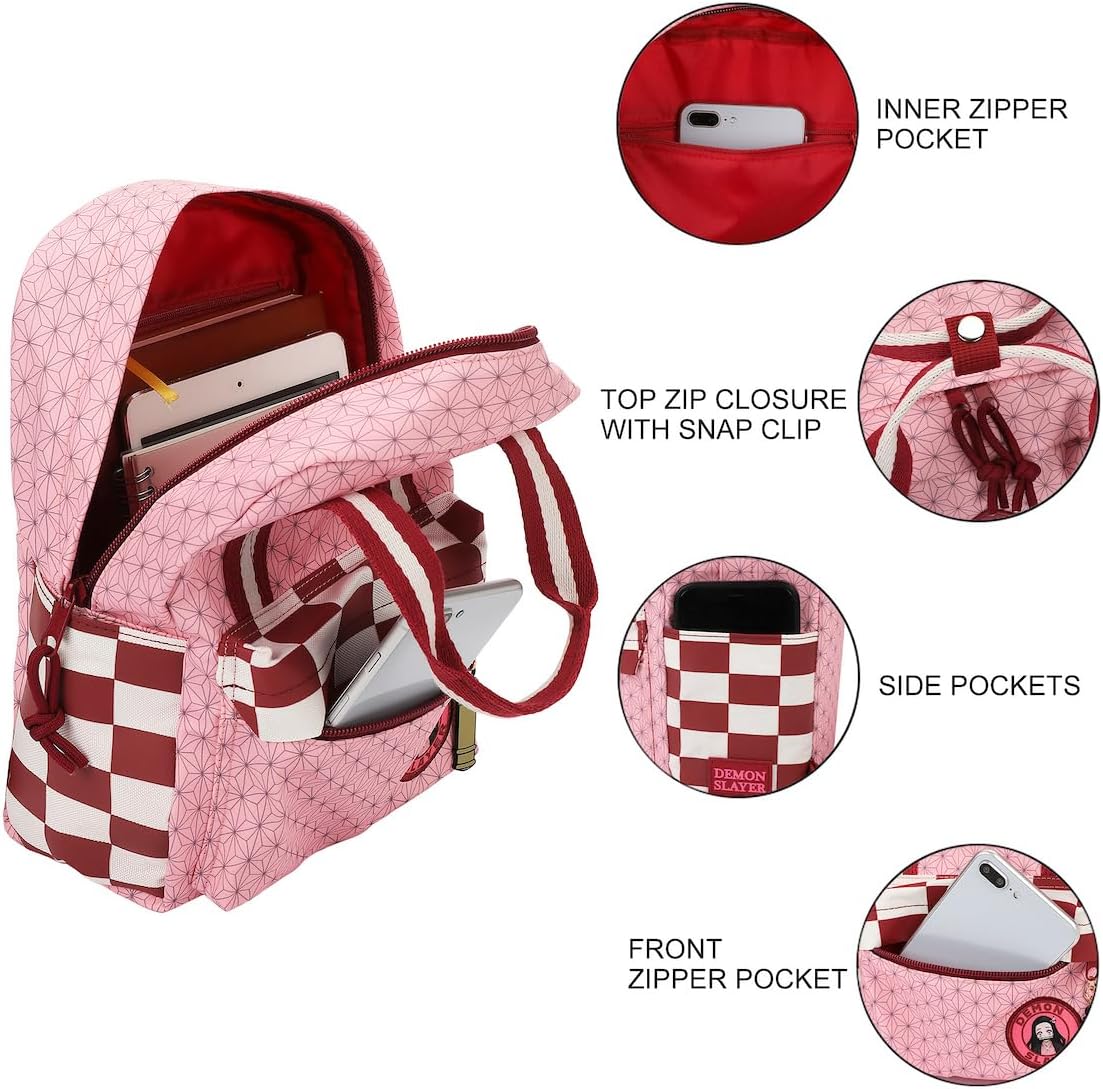 Bioworld Demon Slayer Logo Cotton Canvas Women's Pink Mini Backpack - Image 4