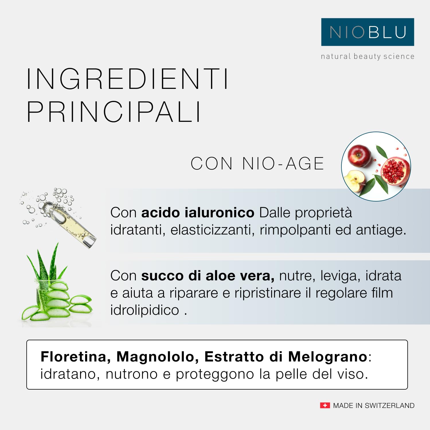 Nio Crema Viso Idratante - Uomo - Texture leggera - Facile assorbimento - Idratante - Nutriente - Protegge la pelle - Con ingredienti naturali - Tecnologia avanzata - 100 ml